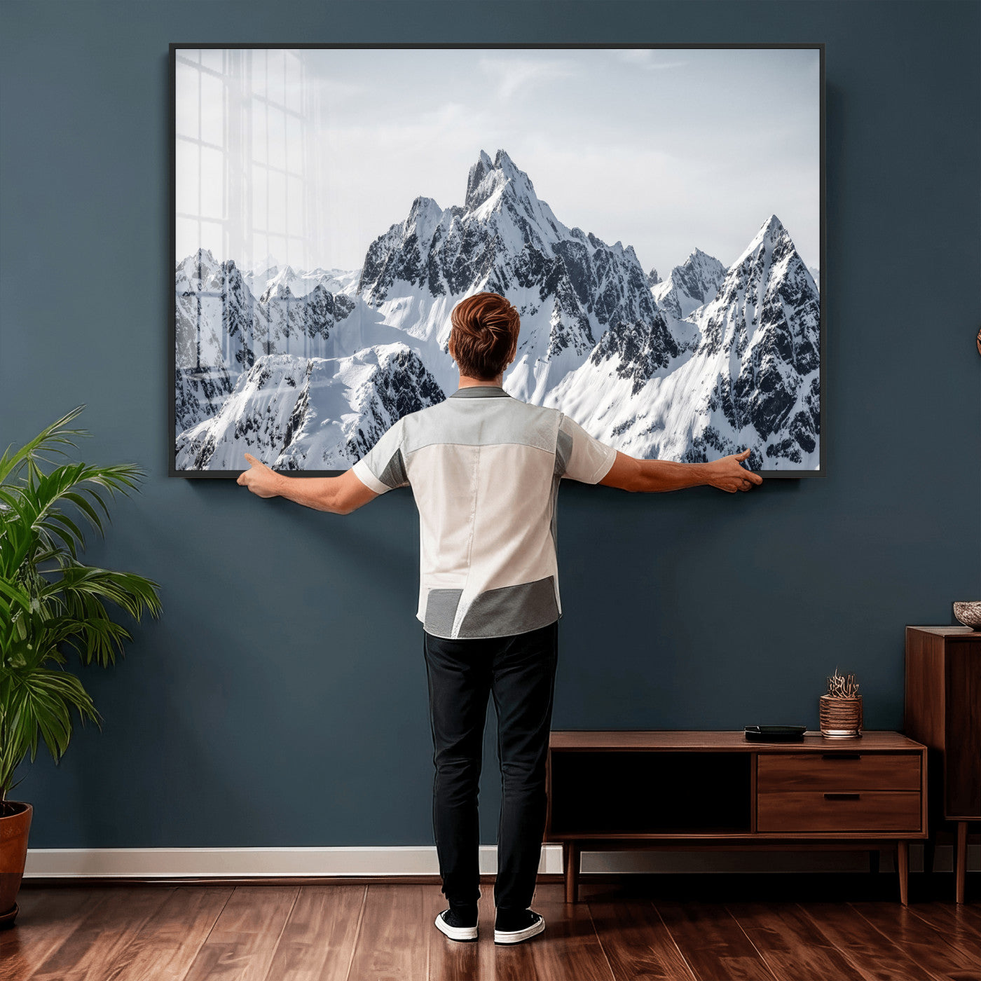 33126265-MGV-CV-36X24 - Snowy Mountain Range Canvas Print, Alpine Peaks Landscape Wall Art, Framed Canvas Ready to Hang