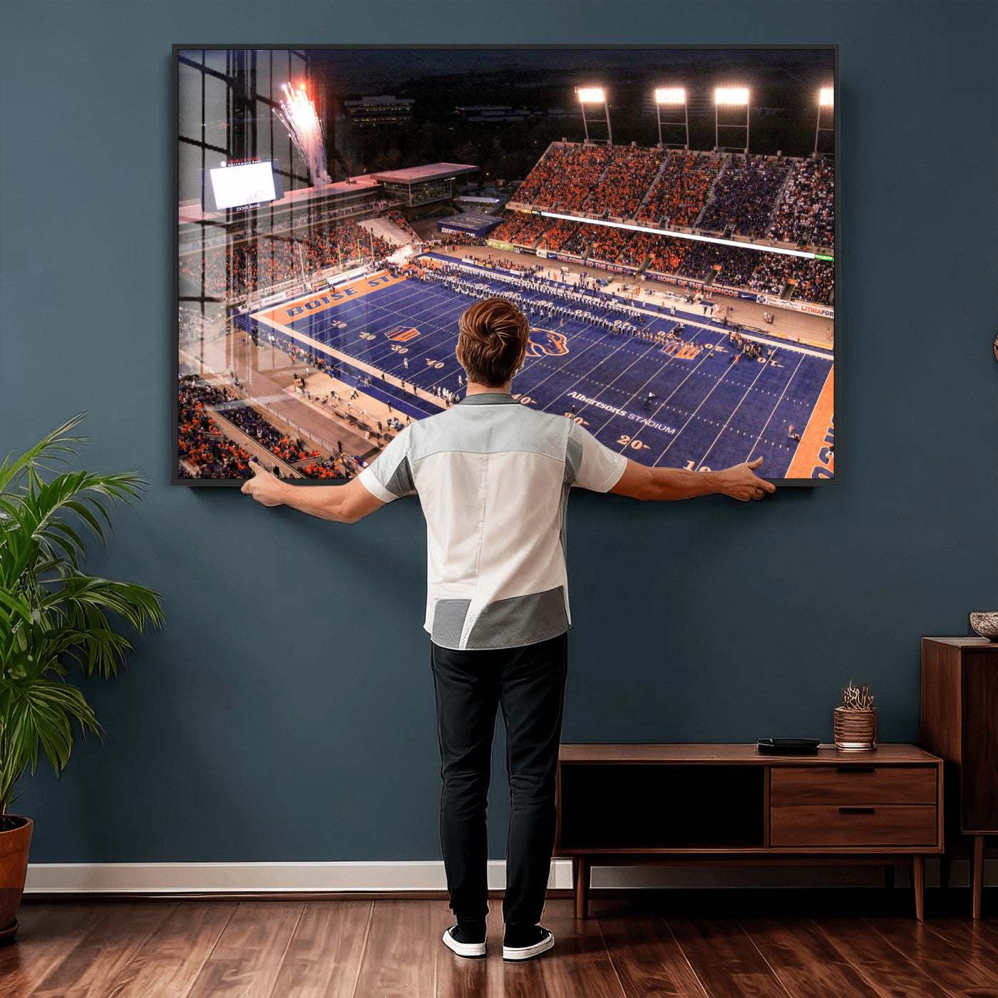 58849575-MGV-CV-36X24 - Boise State Stadium Large Wall Art Canvas Print for Living Room Office Wall Decor