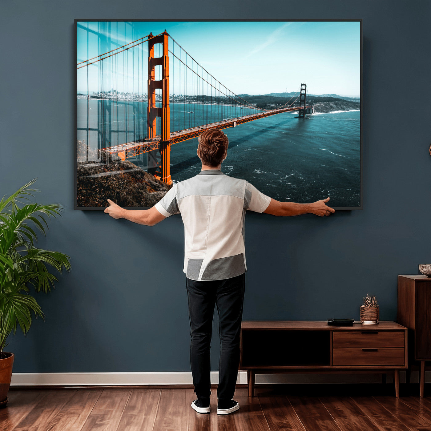73996404-MGV-CV-36X24 - Golden Gate Bridge Wall Art Canvas Print – San Francisco Landmark Photography Artwork Print for Living Room, Office, and Modern Decor