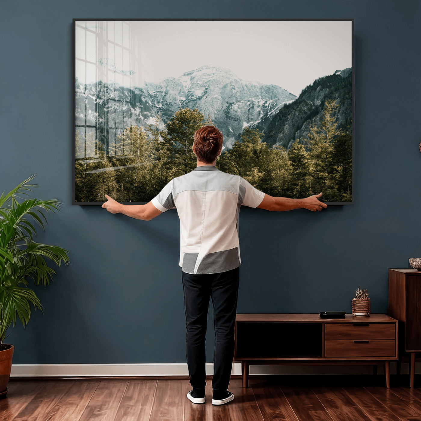 48479662-MGV-CV-36X24 - Mountain Forest Wall Art Canvas Print, Alpine Landscape Nature Photography, Moody Wilderness Wall Decor