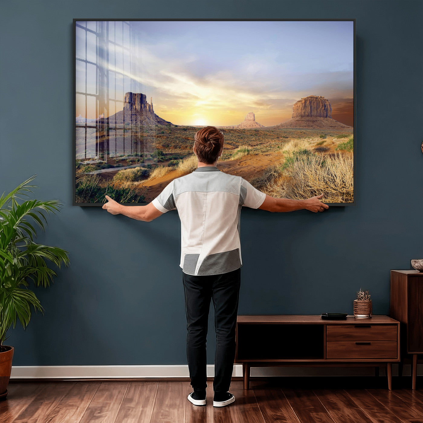 14901845-MGV-CV-36X24 - Monument Valley Desert Landscape Wall Art Canvas Print, Southwest Desert Rock Formation Canvas Print, Western Red Rock Panorama Art Printing