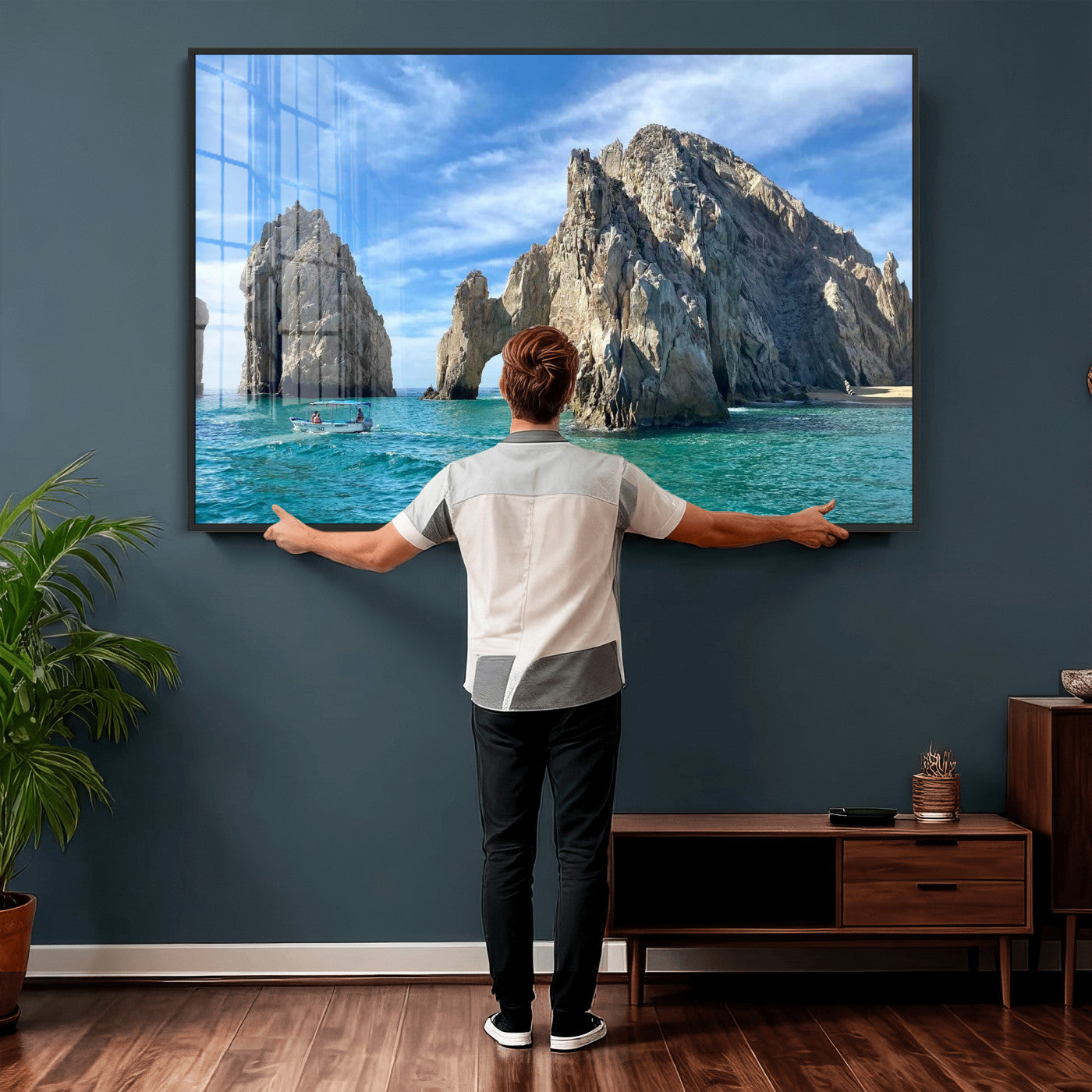 20946478-MGV-CV-36X24 - El Arco Cabo San Lucas Ocean Arch Wall Art Canvas Print, Baja California Rock Arch Seascape Canvas Print, Mexico Coastal Landmark Scenic Art Printing