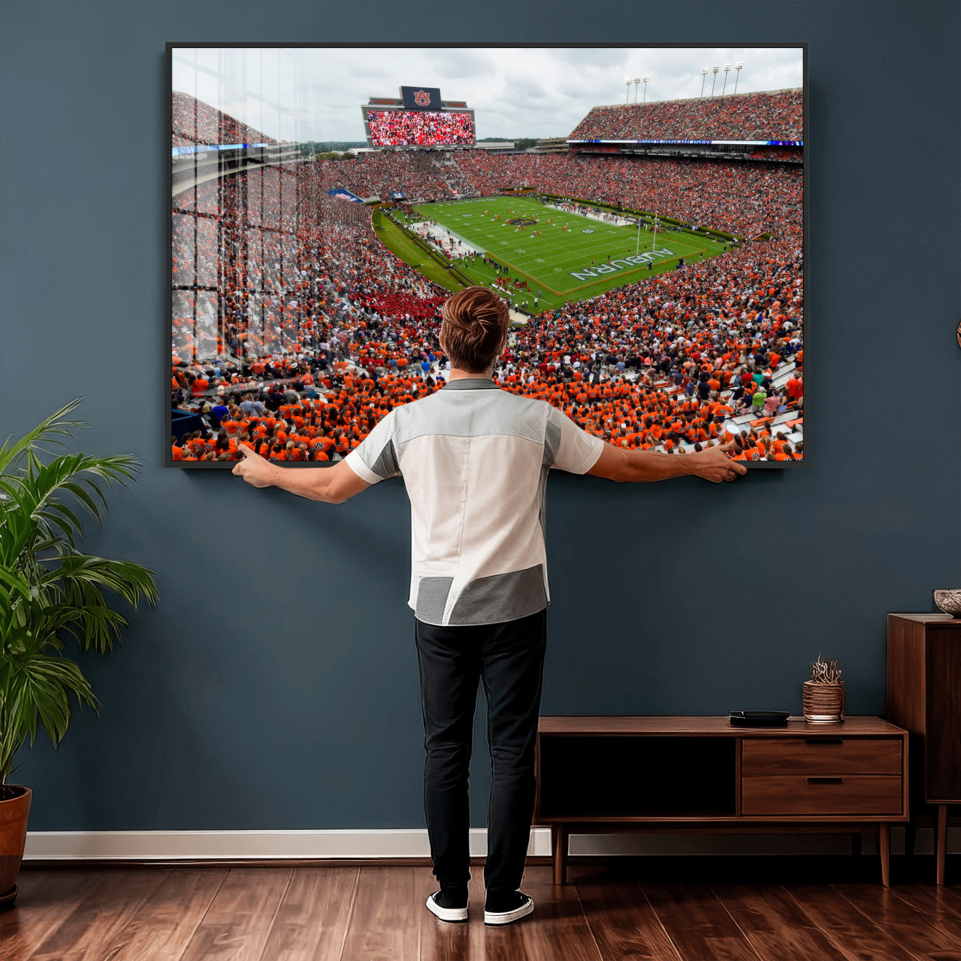 82562490-MGV-CV-36X24 - Auburn Stadium Sunset Wall Art Canvas Print, Jordan Hare Stadium Game Day Crowd, Auburn Tigers Football Artwork