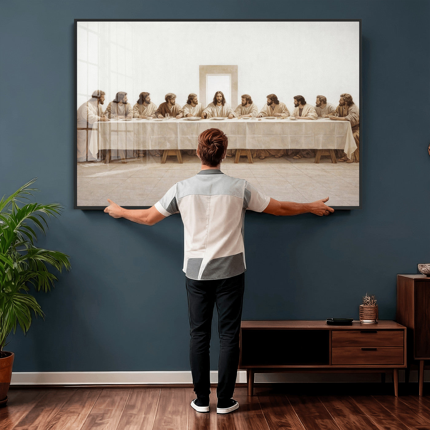 76380069-MGV-CV-36X24 - The Last Supper Wall Art Canvas Print, Jesus Christ Biblical Scene Canvas Print, Christian Religious Artwork for Church Living Room Decor
