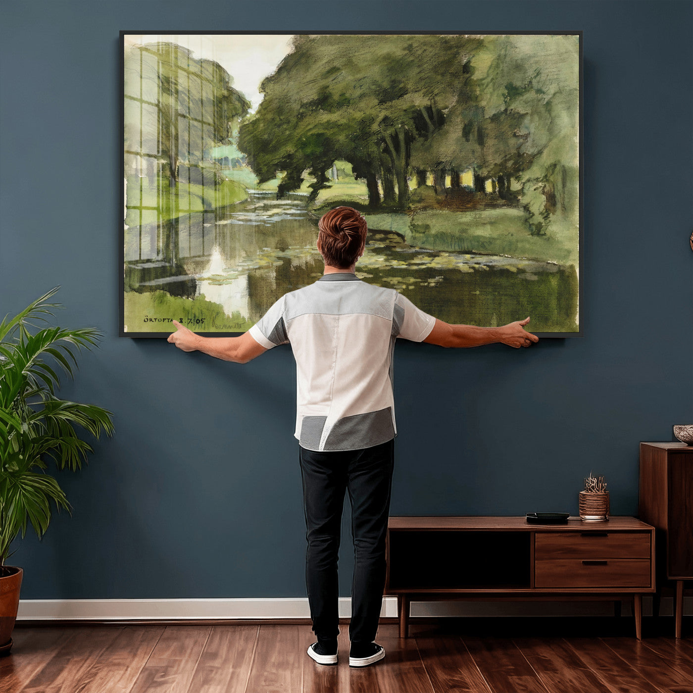 54446767-MGV-CV-36X24 - Anders Zorn Watercolor Canvas Print, Örtofta 1905 Swedish River Landscape, Impressionist Nature Art, Scandinavian Wall Decor, Plein Air Painting Print