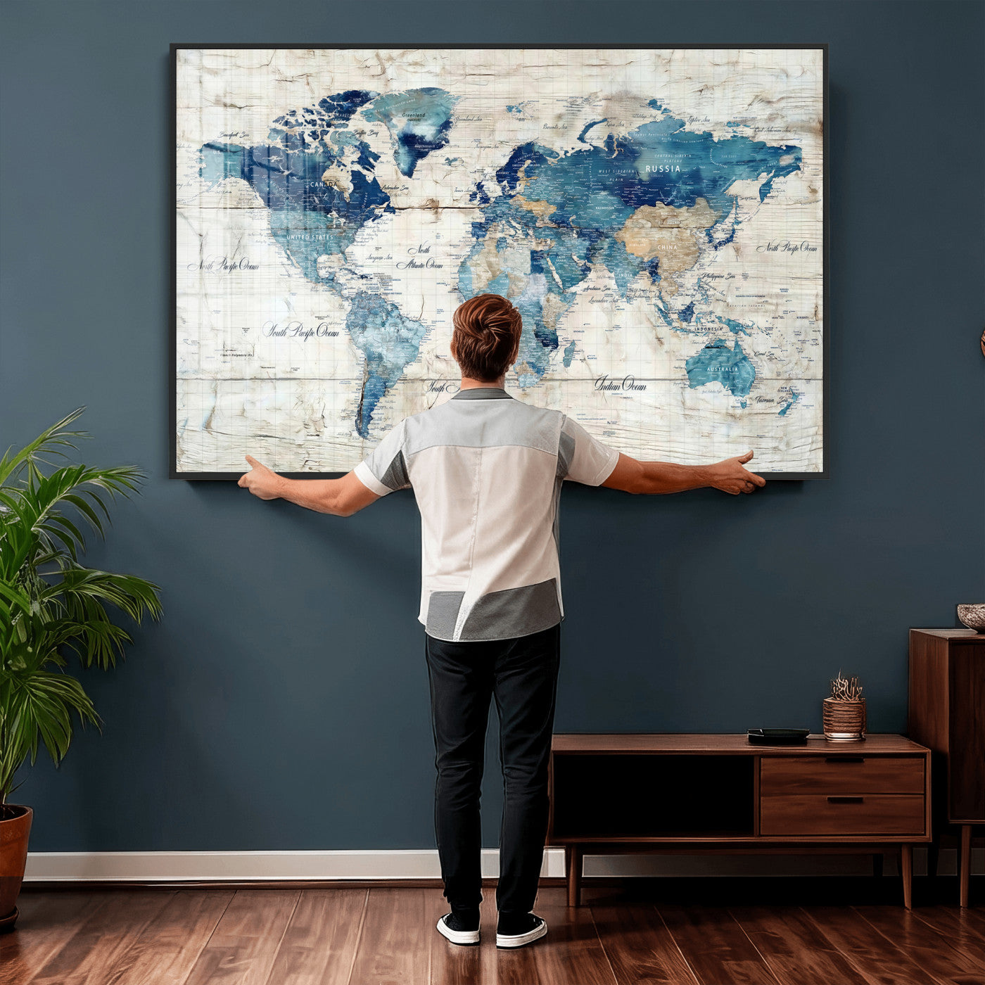 86799232-MGV-CV-36X24 - Watercolor World Map Canvas Wall Art Print – Abstract Colorful Travel Wall Decor