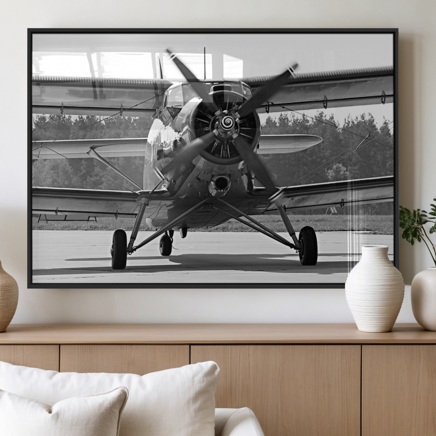 74816-MGV-FP-36X24-3P_Black-Wall Art Old War Plane Canvas Print