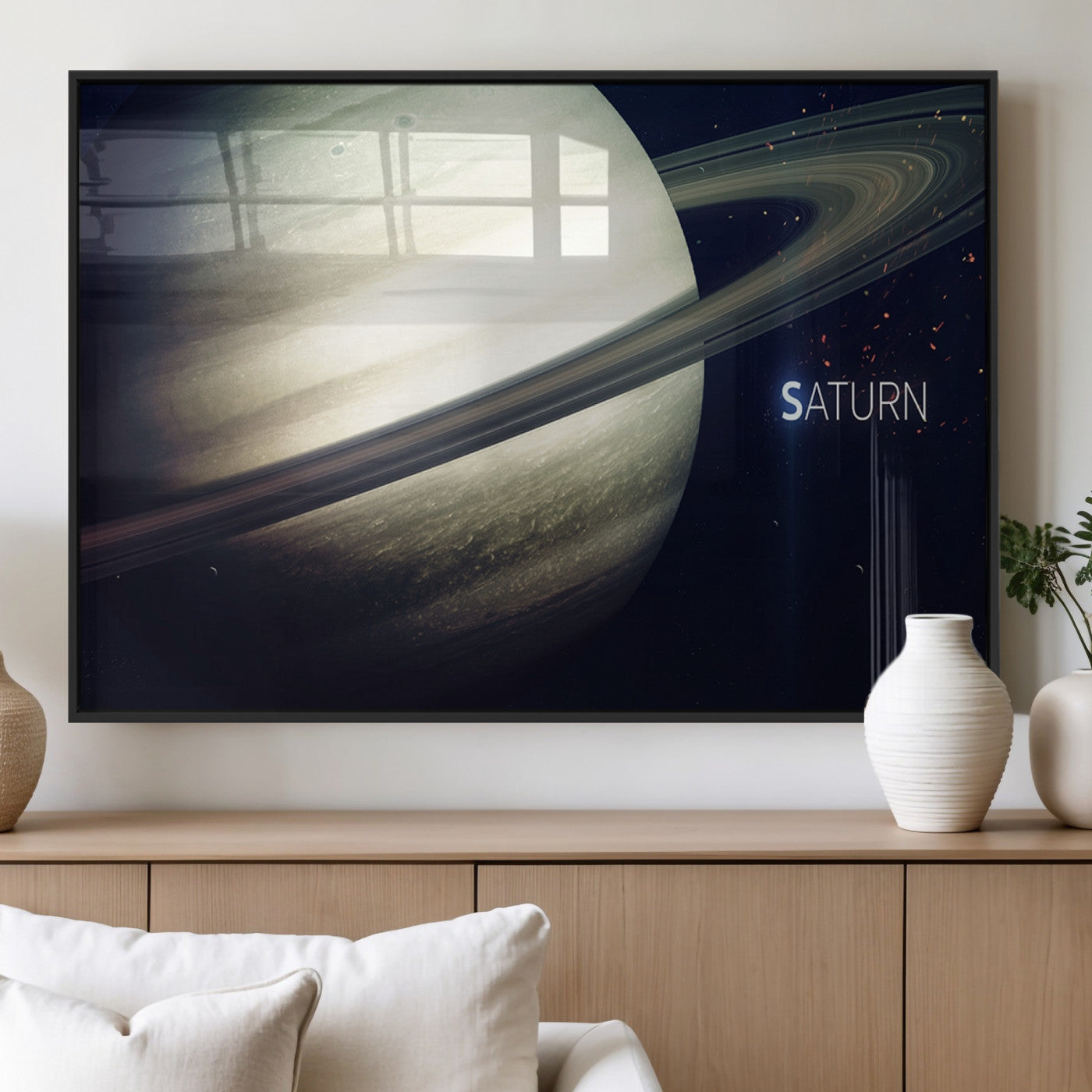 53060-MGV-FP-36X24-3P_Black-Framed Saturn Wall Art Canvas Print