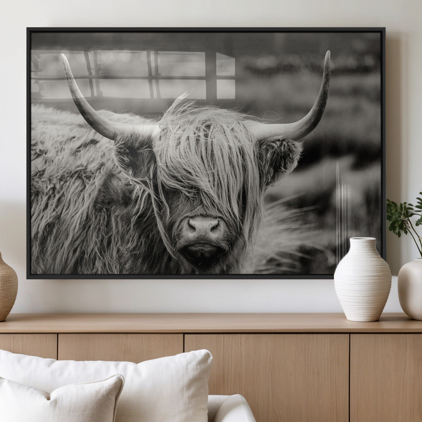 67365-MGV-FP-36X24-3P_Black-Cow Focus Canvas Wall Art Print