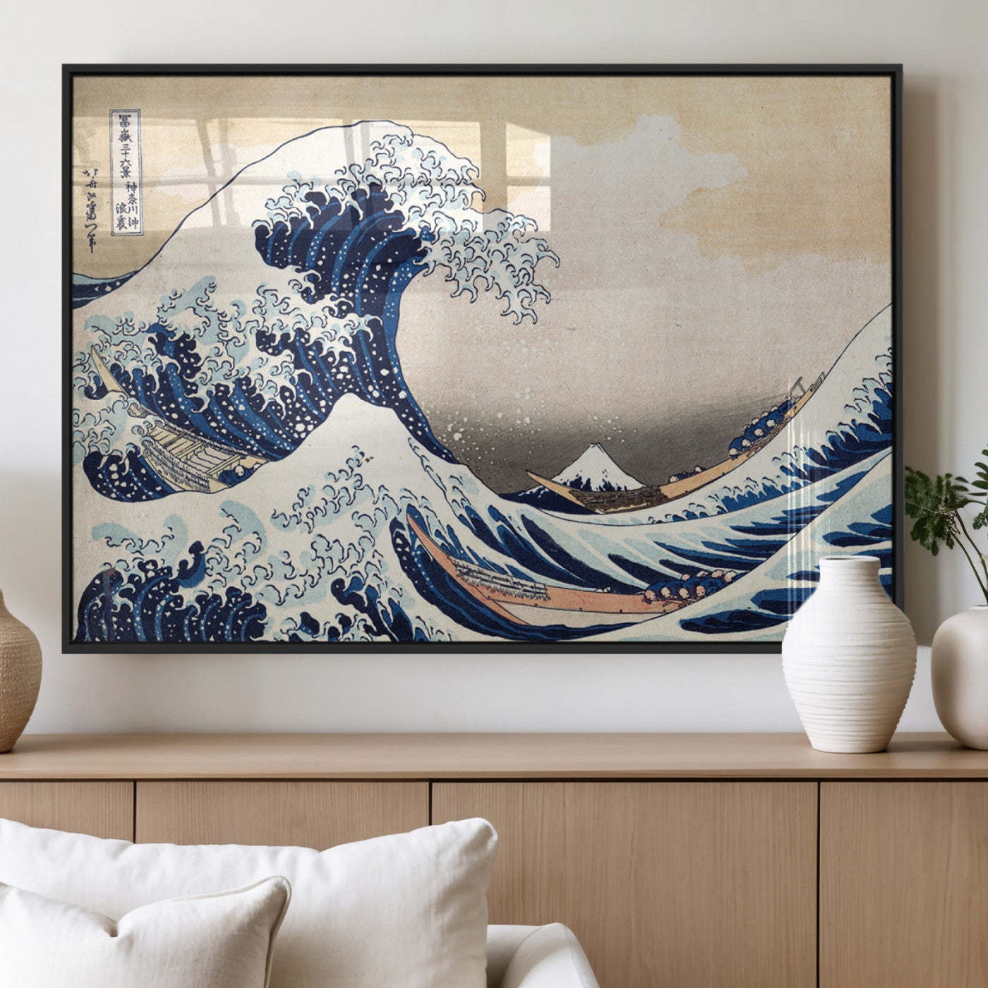 35635-MGV-FP-36X24-3P_Black-Hokusai: The Breaking Wave off Kanagawa Canvas Print