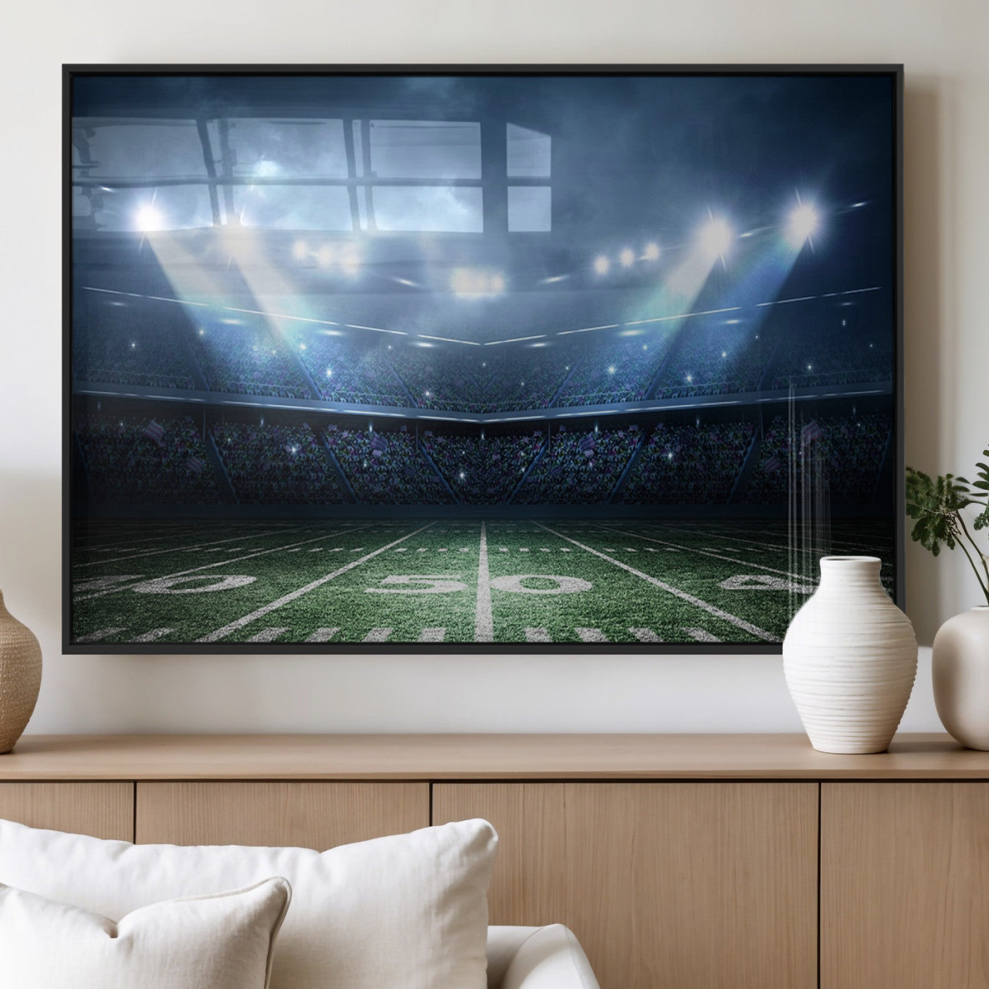 74741-MGV-FP-36X24-3P_Black-American Football Stadium Wall Art Canvas, American Football Stadium Canvas Print