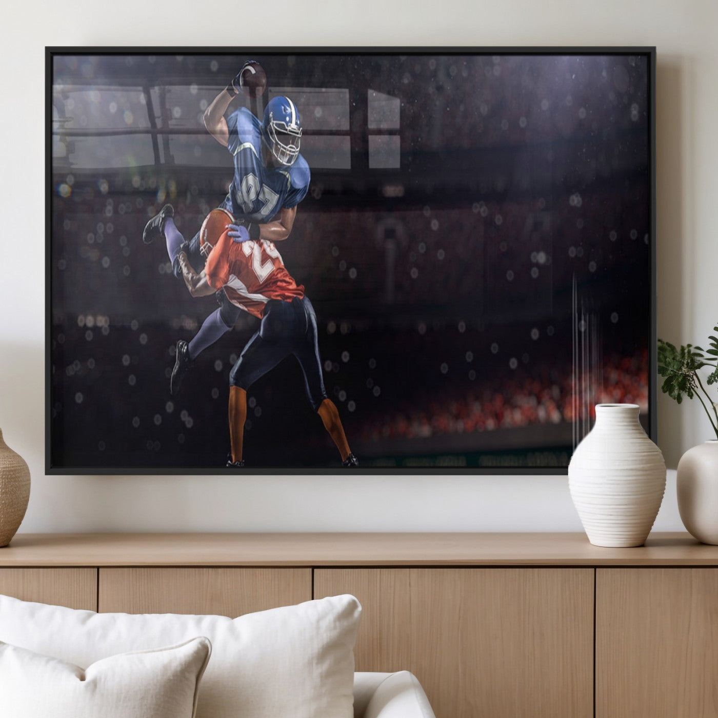 68009-MGV-FP-36X24-3P_Black-American Football Wall Art Canvas Print, Stadium Sport Wall Art Print