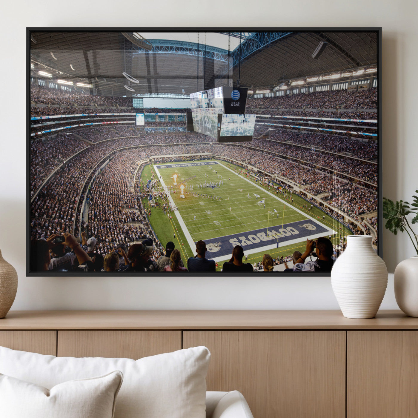 82096-MGV-FP-36X24-3P_Black-Dallas Cowboys Football Team Print - Arlington AT&T Stadium Wall Art Canvas Print