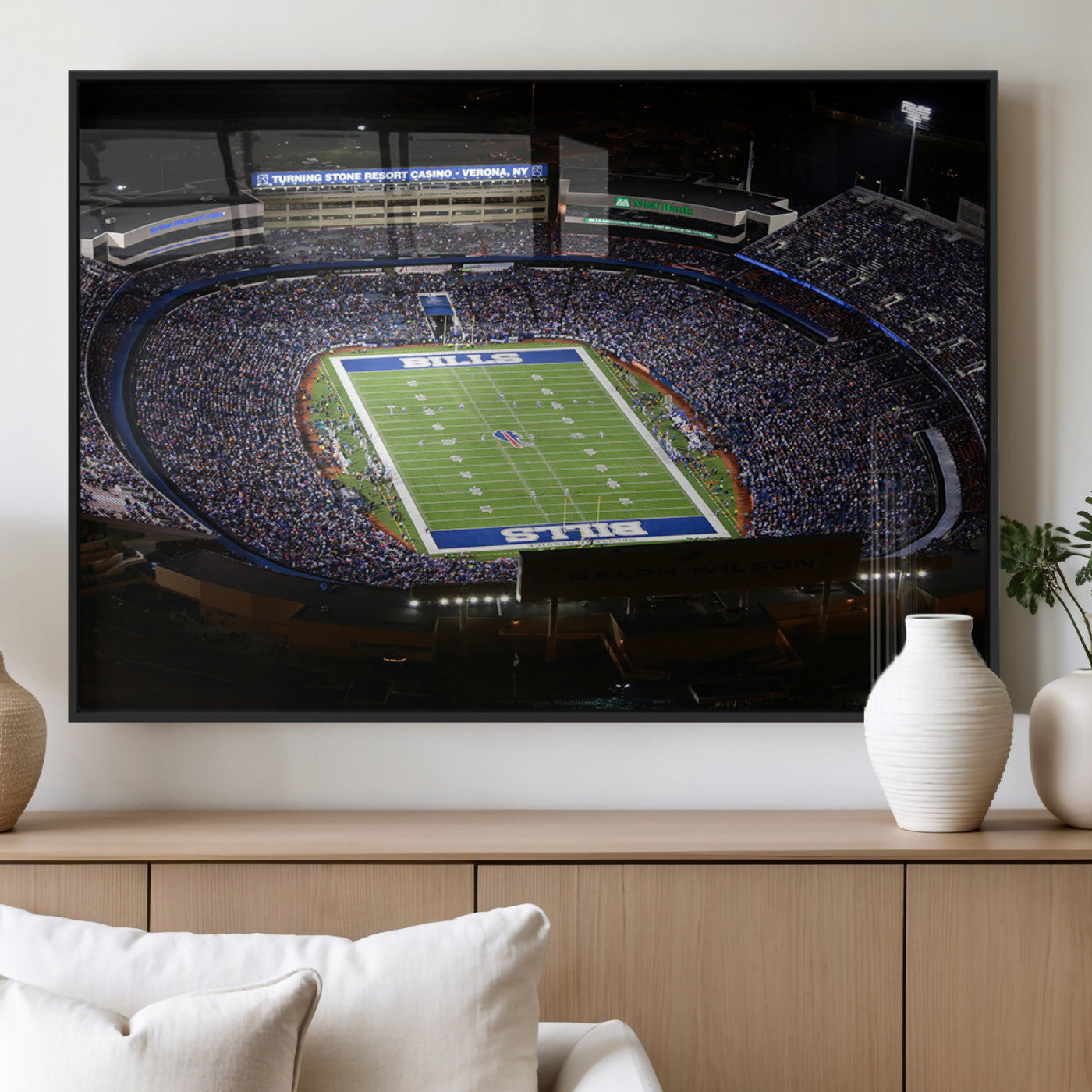 19030-MGV-FP-36X24-3P_Black-Buffalo Bills NFL Football Team Print - Highmark Stadium Wall Art Canvas Print