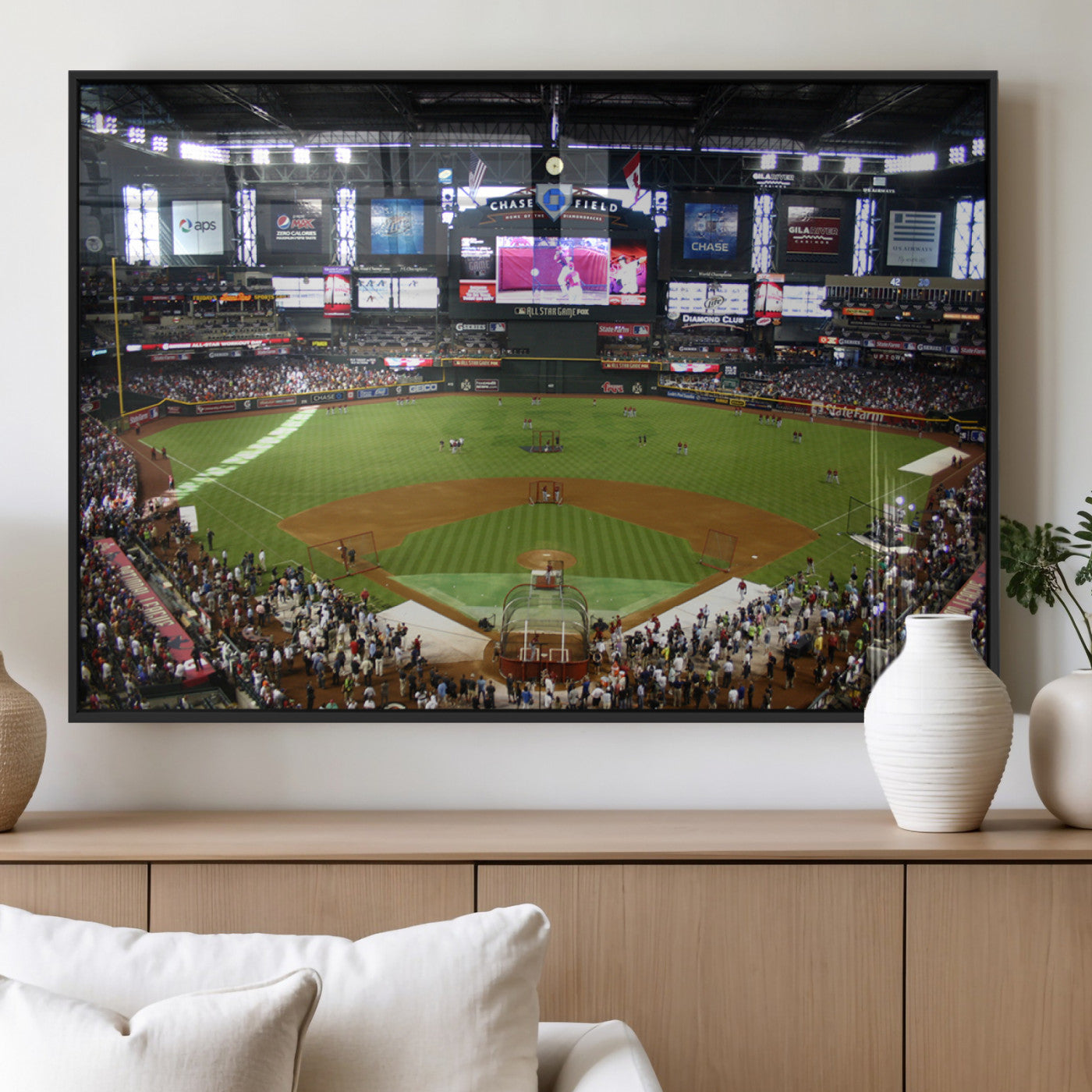 91630-MGV-FP-36X24-3P_Black-Arizona Diamondbacks Baseball Team Print - Phoenix Chase Field Baseball Stadium Wall Art Canvas