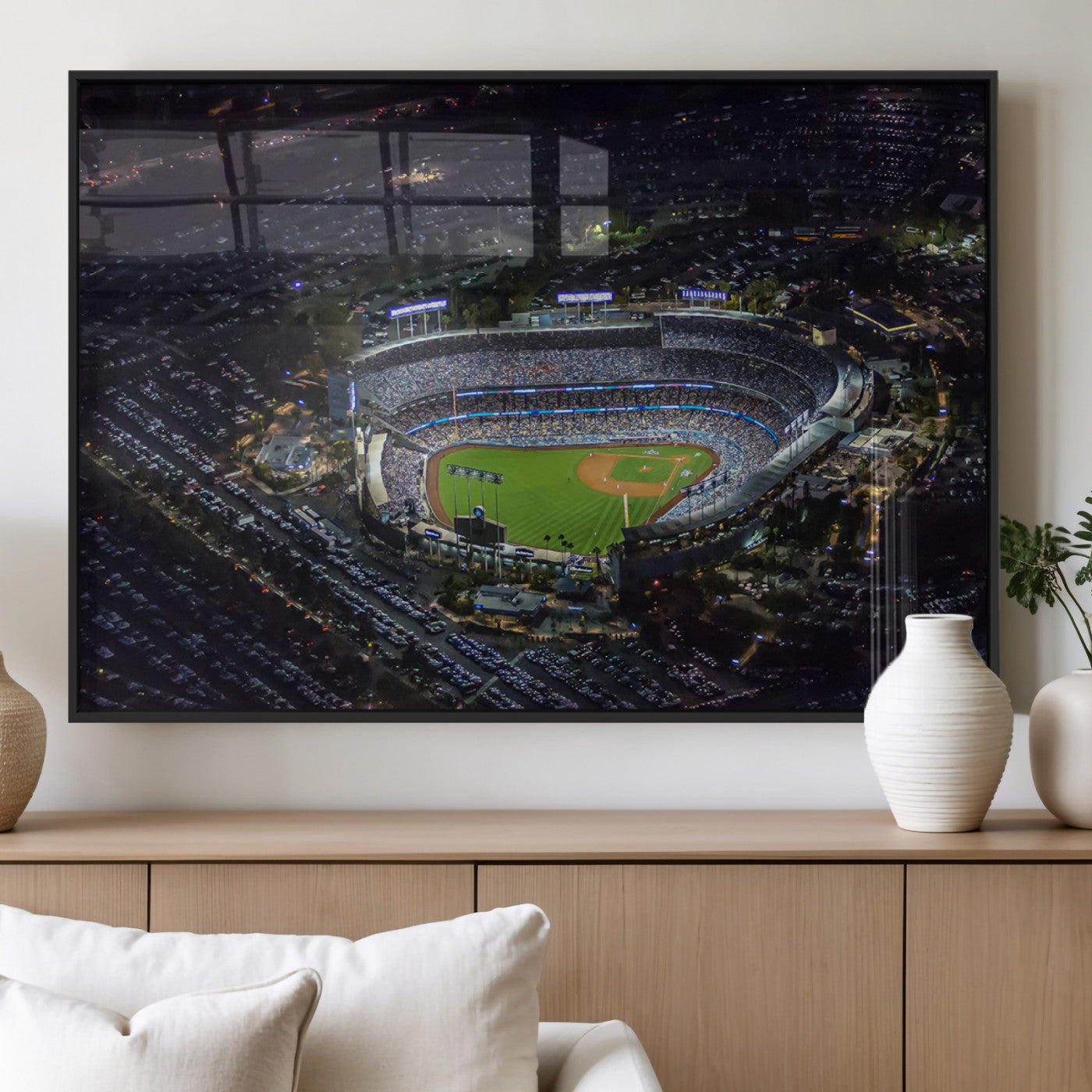 20932-MGV-FP-36X24-3P_Black-Los Angeles Dodgers Dodger Stadium Wall Art Canvas Print - MLB Baseball Stadium