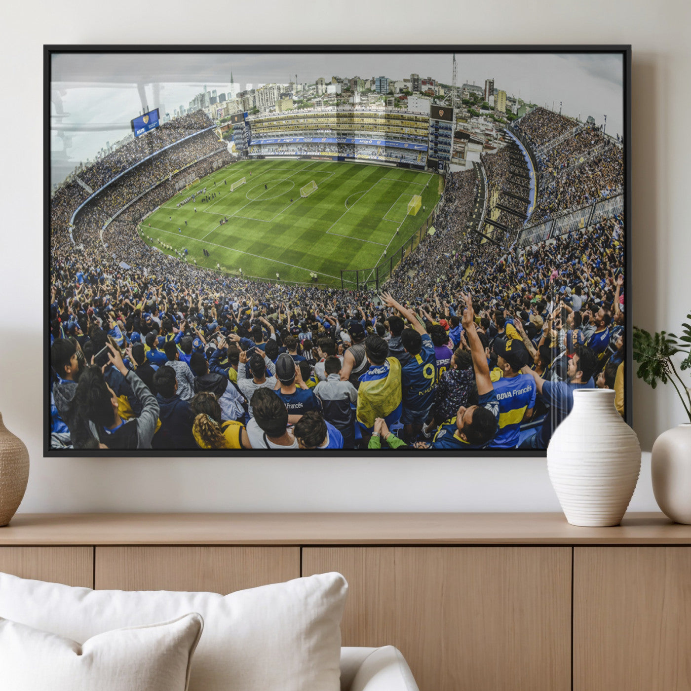 63839-MGV-FP-36X24-3P_Black-Boca Juniors Soccer Team Print Wall Art - Buenos Aires Bombonera Stadium Canvas Print
