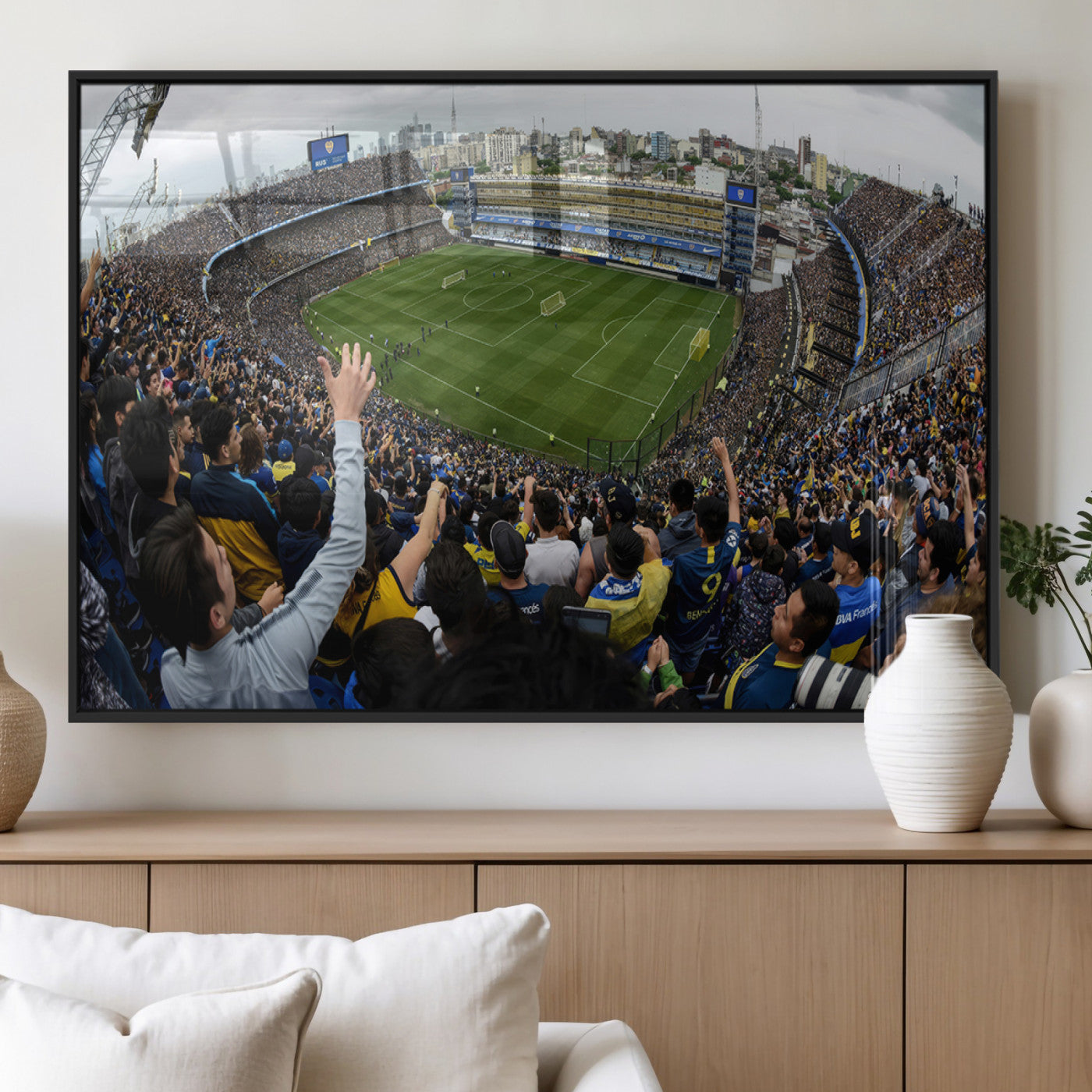 23173-MGV-FP-36X24-3P_Black-Boca Juniors Soccer Team Print - Buenos Aires Bombonera Stadium Wall Art Canvas Print