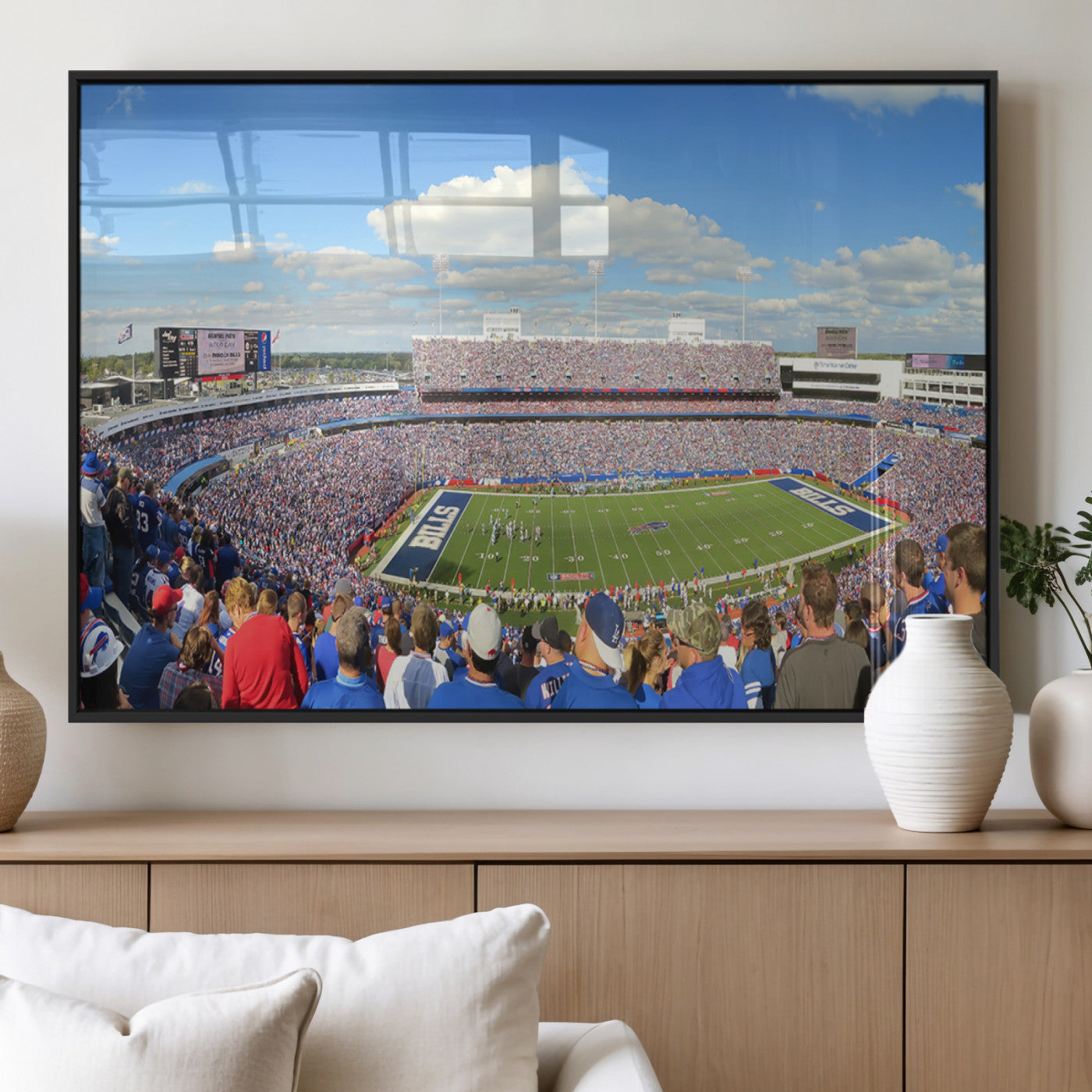 35302-MGV-FP-36X24-3P_Black-Buffalo Bills NFL Football Team Print - Buffalo Highmark Stadium Wall Art Canvas Print