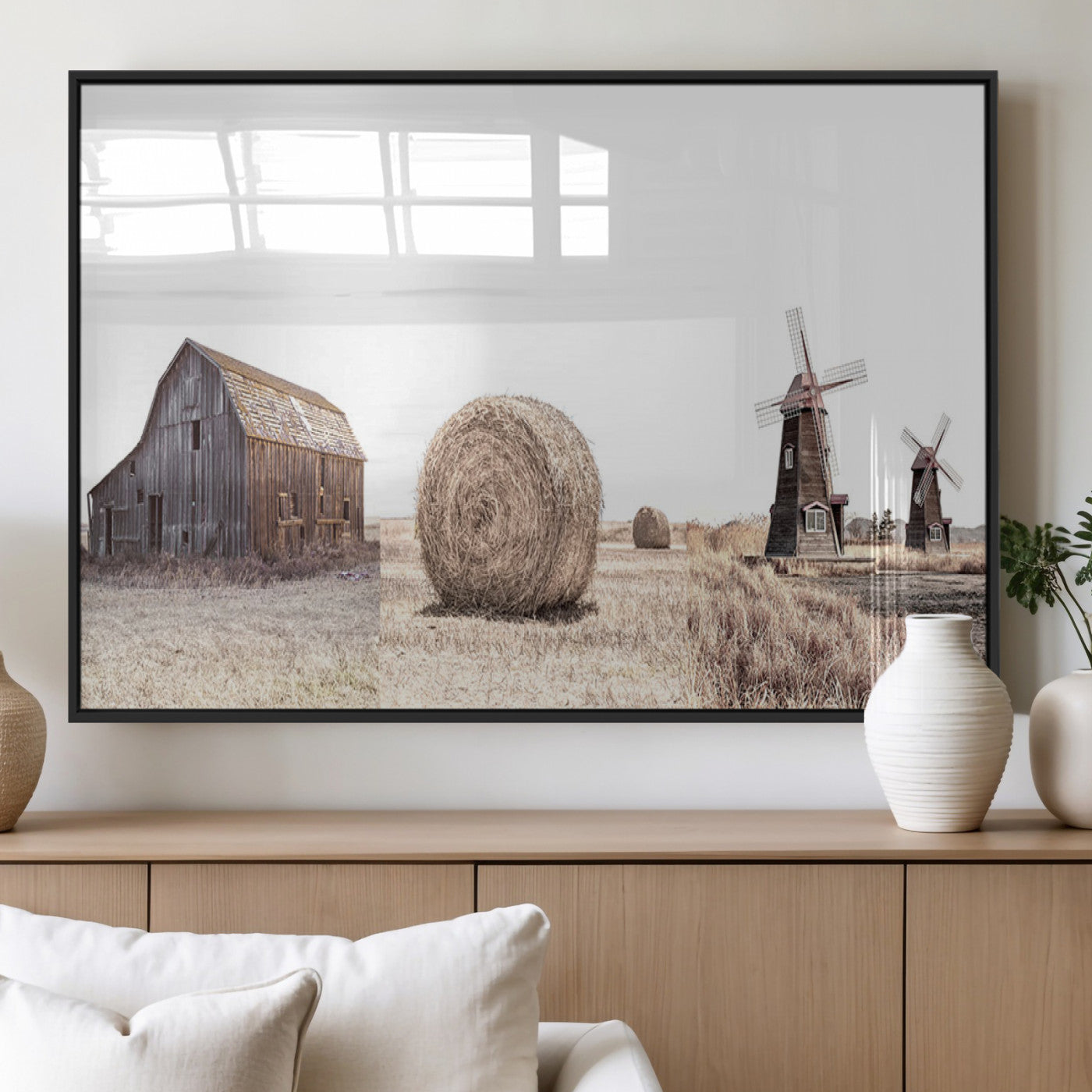 94971-MGV-FP-36X24-3P_Black-Farm Prints Set, Set of 3 Farmhouse Wall Art, Country House Decor