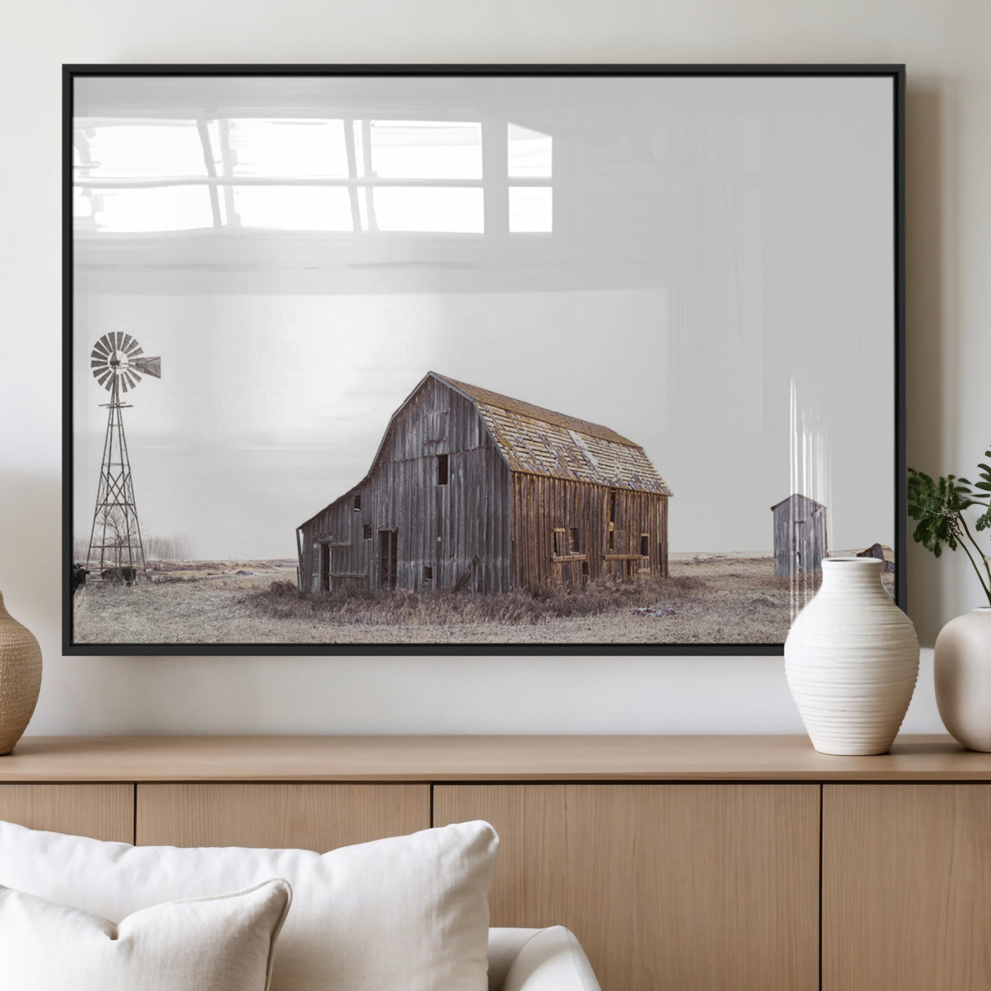 64560-MGV-FP-36X24-3P_Black-Farm Prints Set, Set of 6 Farmhouse Wall Art, Country House Decor