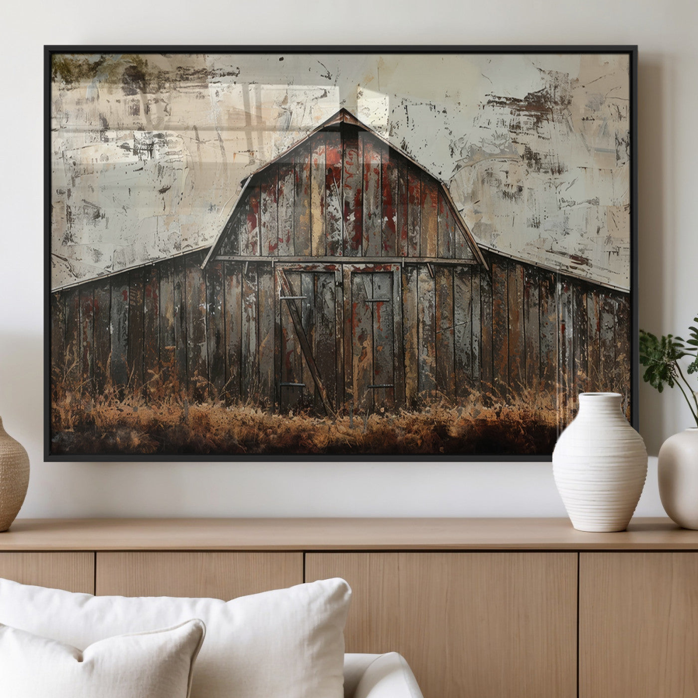 94486-MGV-FP-36X24-3P_Black-Rustic Barn Wall Art | Farmhouse Wall Decor Canvas Print | Ready to Hang Barn Decor for Cabin or