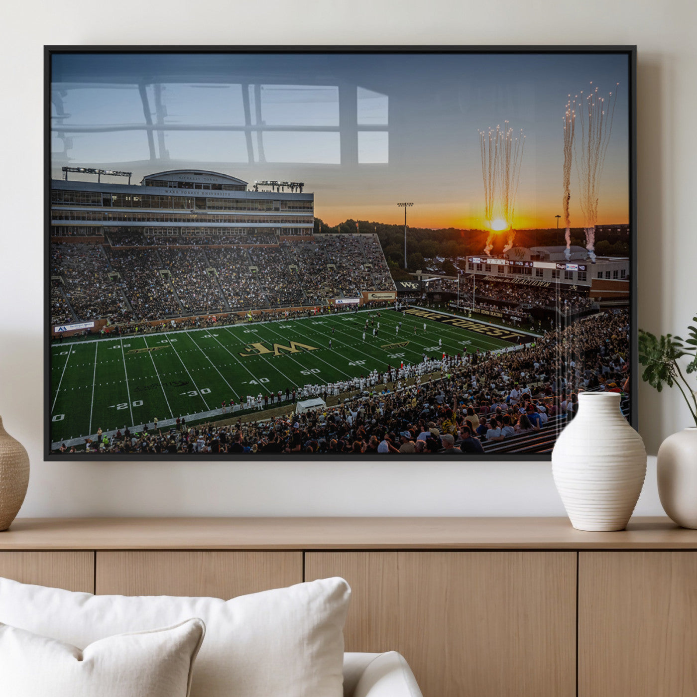29253-MGV-FP-36X24-3P_Black-Demon Deacons Football Team Print Canvas- Winston-Salem Allegacy Federal Credit Union Stadium Wall
