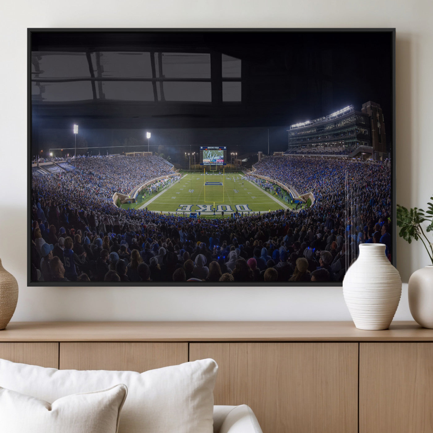 21070-MGV-FP-36X24-3P_Black-Duke University Blue Devils Football Team Print - Durham Wallace Wade Stadium Wall Art Canvas Print