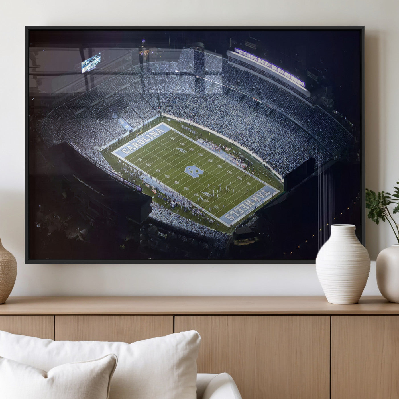 88375-MGV-FP-36X24-3P_Black-University of North Carolina Tar Heels Football Team Print - Chapel Hill Kenan Memorial Stadium