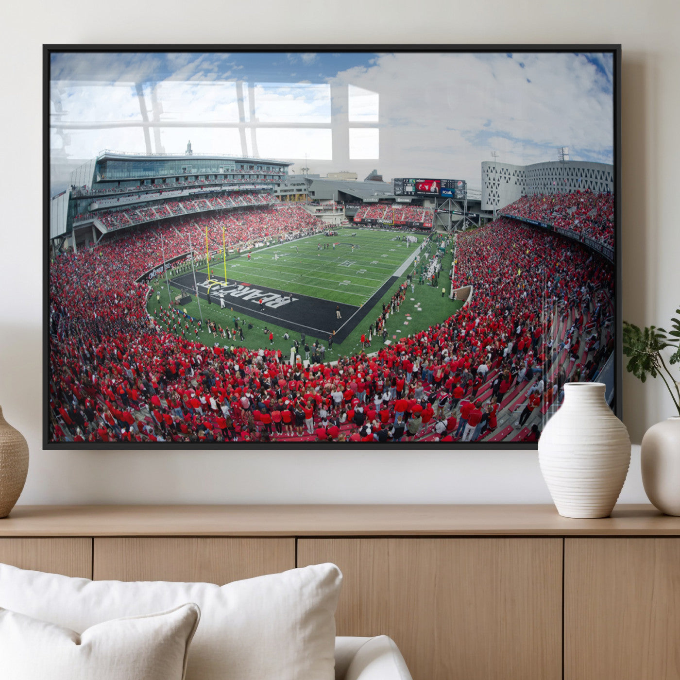 54070-MGV-FP-36X24-3P_Black-Cincinnati Bearcats Football Team Print - Nippert Stadium Wall Art Canvas Print