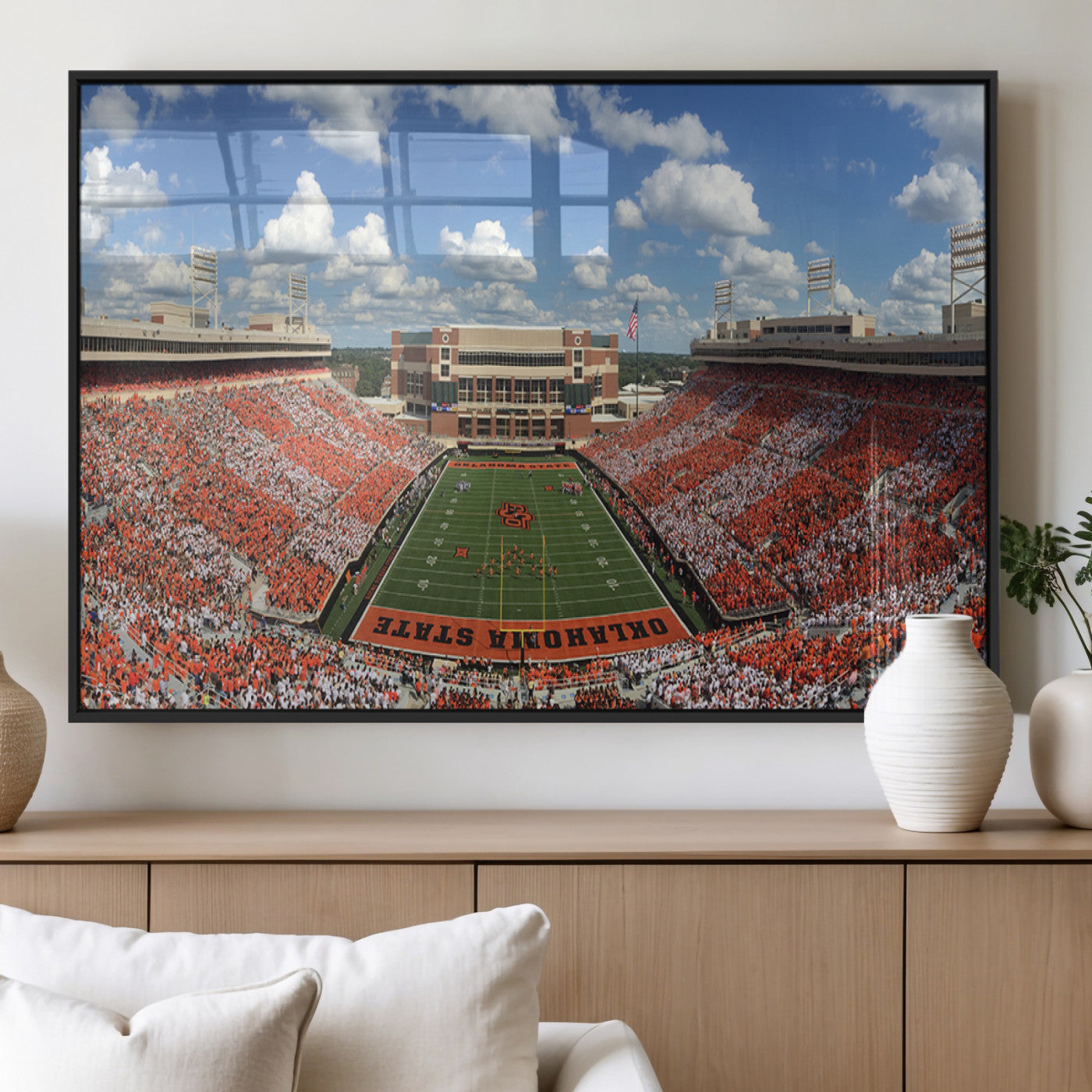 65192-MGV-FP-36X24-3P_Black-Oklahoma State Cowboys Football Team Print - Stillwater Boone Pickens Stadium Wall Art Canvas Print