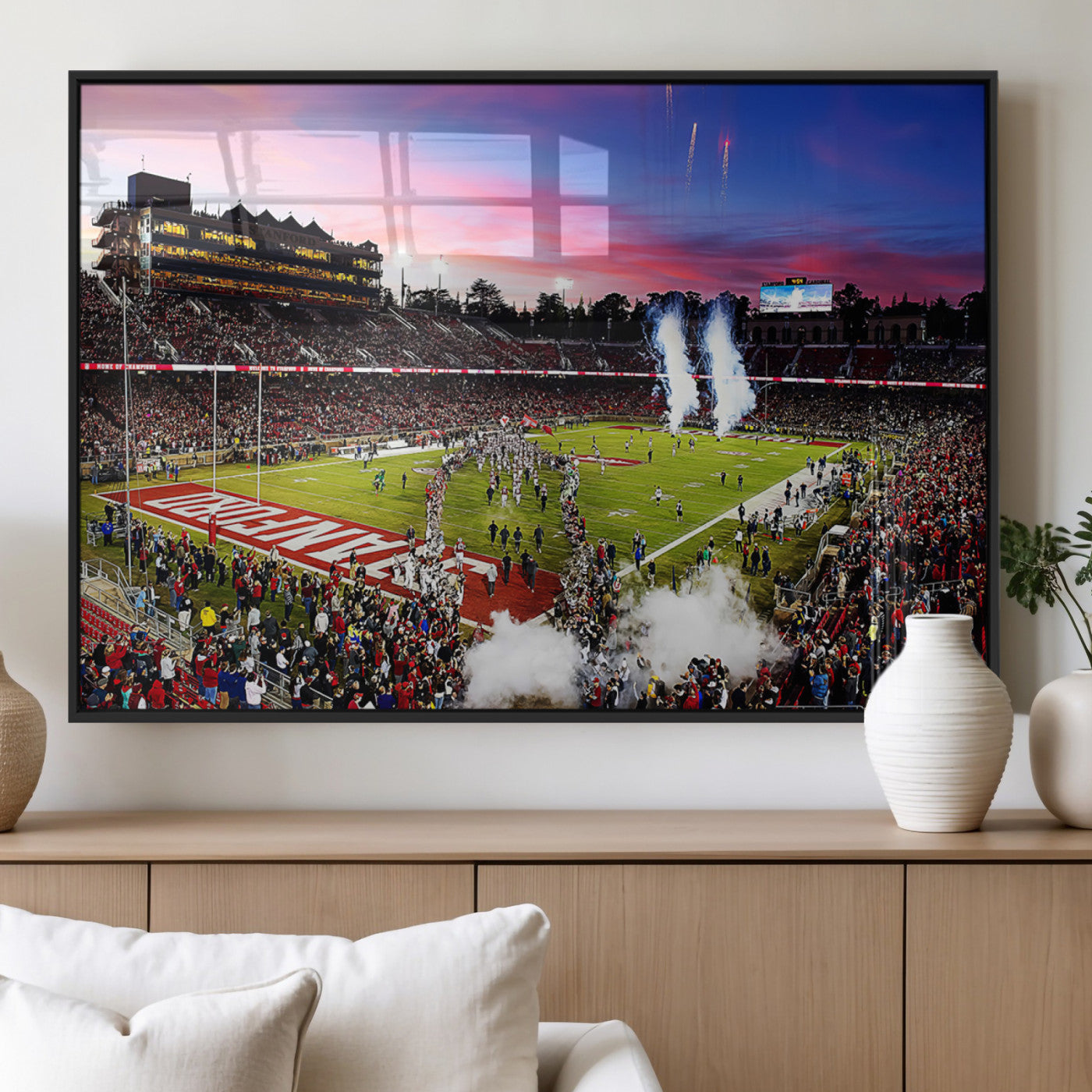 25557-MGV-FP-36X24-3P_Black-Stanford University Cardinal Football Team Print - Stanford Stadium Wall Art Canvas Print