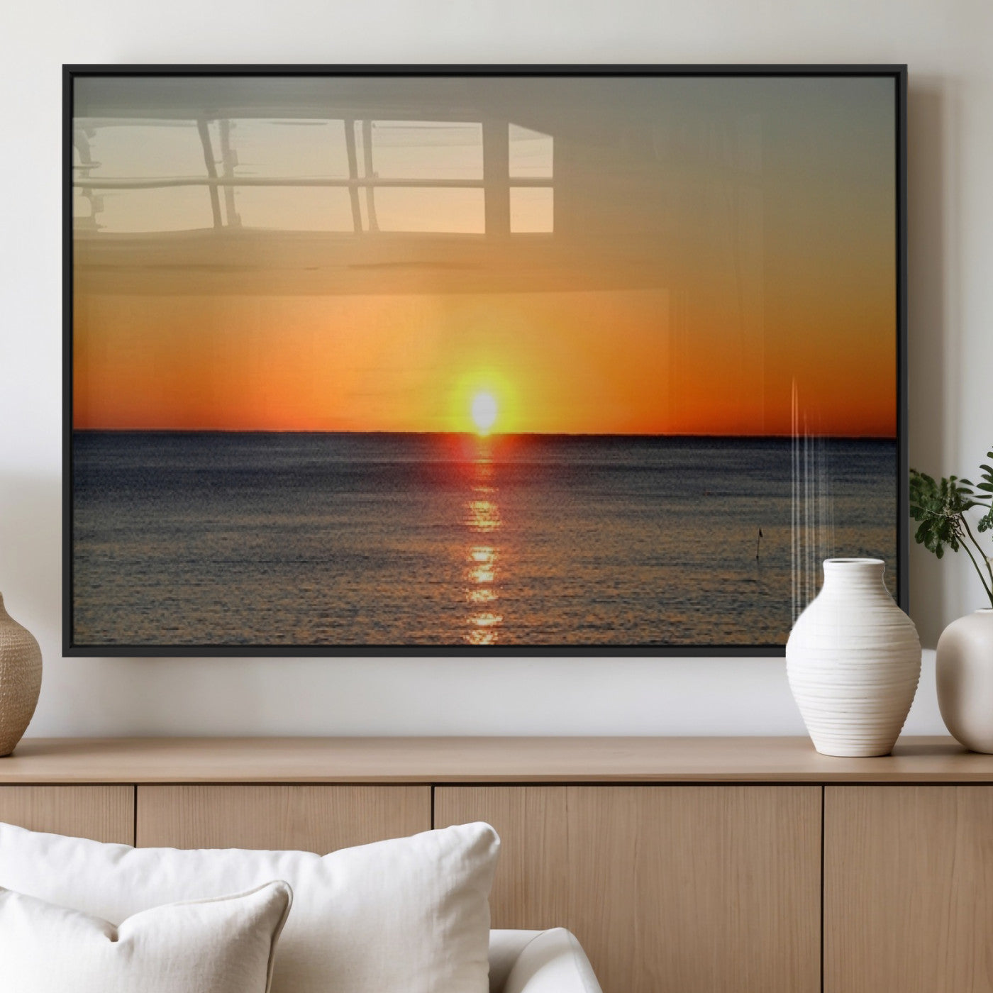 54676-MGV-FP-36X24-3P_Black-Golden Horizon Sunset Over Ocean Wall Art Canvas Print – Tropical Beach Canvas Wall Art – Giclee