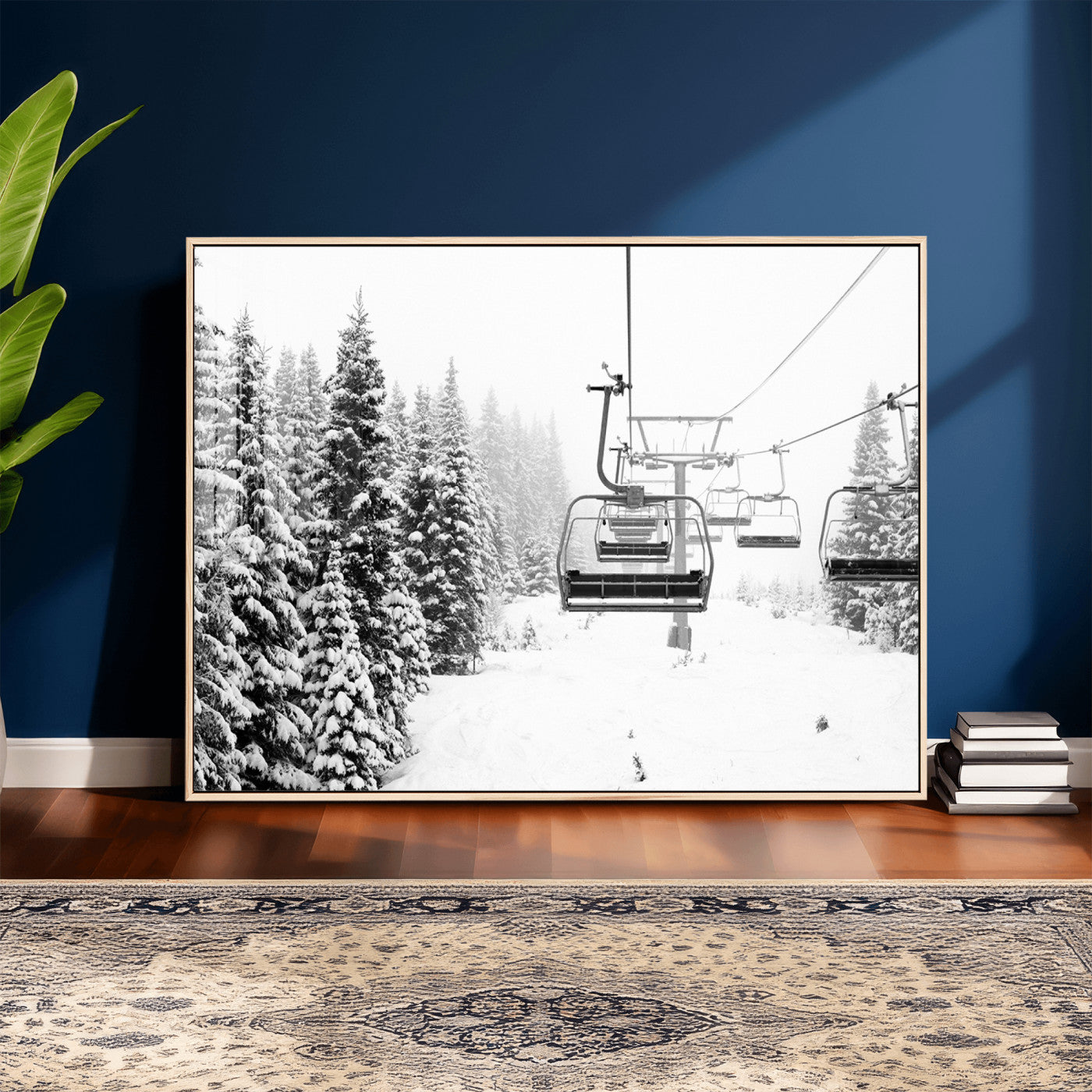 70609-MGV-CV-36X24 - Ski Wall Art - Ski Lift Wall Art Canvas Print Snow Covered Spruce Trees Winter Wall Art Ski Skier