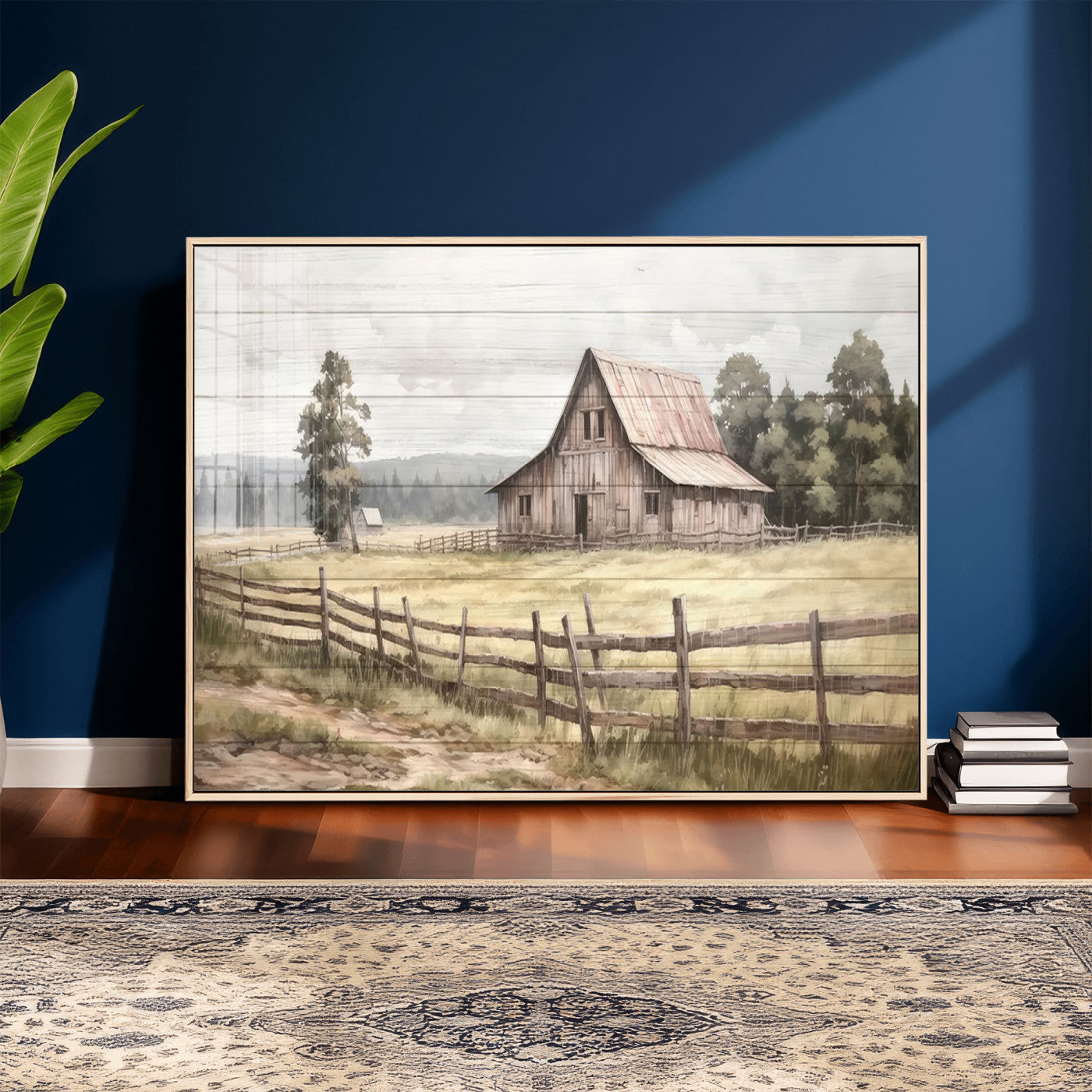 87489-MGV-CV-36X24 - Rustic Farmhouse Barn Wall Art | Framed Gallery Wrap Barn Giclee Canvas Print for Farmhouse Decor
