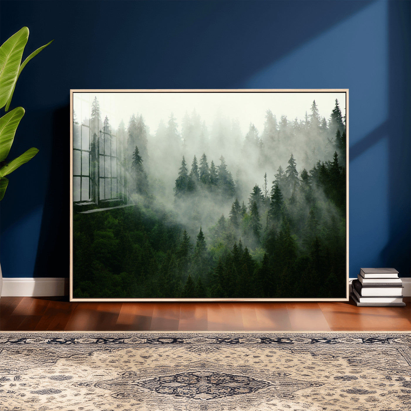 167720496-MGV-CV-36X24 - Misty Forest Mountain Wall Art Canvas | Large 3-Panel Foggy Landscape Canvas Print | Nature Misty