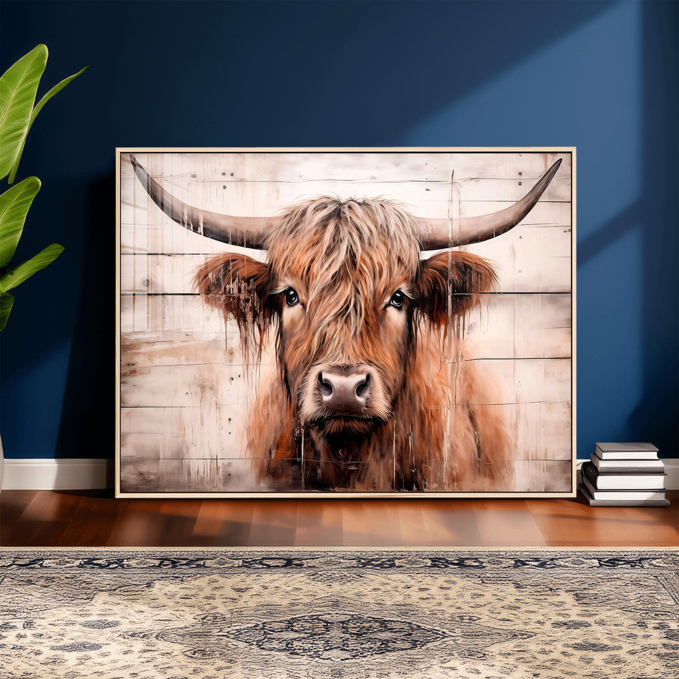 93730-MGV-CV-36X24 - Vintage Scottish Highland Cow Cattle Art Print Farmhouse Wall Art Canvas Print