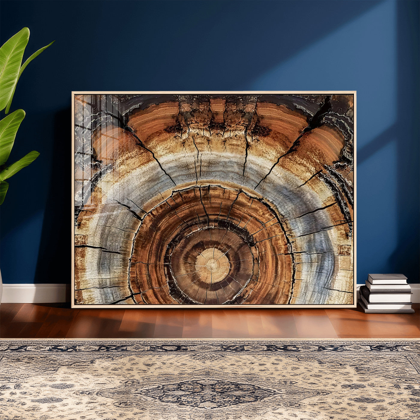15184146-MGV-CV-36X24 - Tree Rings Wall Art Canvas Print, Framed Wood Texture Art Picture Print, Rustic Pattern Perfect Rustic Organic Decor Artwork