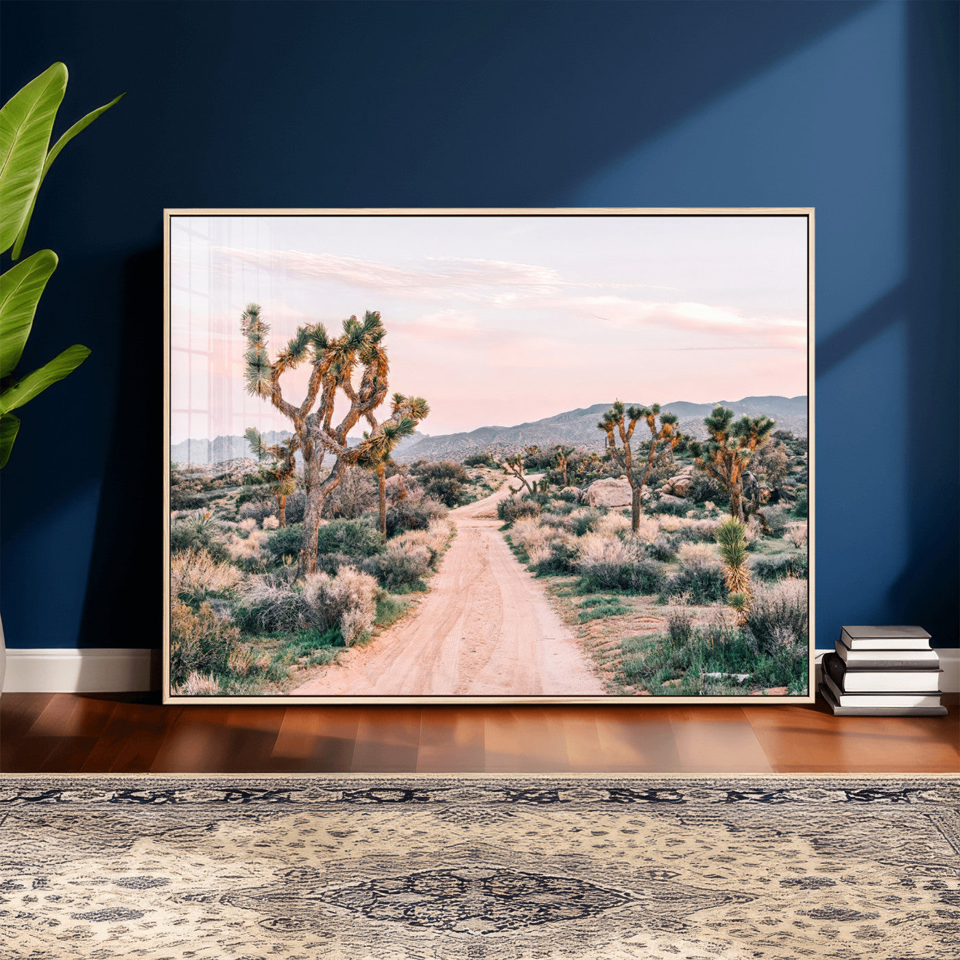 12540952-MGV-CV-36X24 - Desert Trail Wall Art – Canvas Print of Joshua Trees & Sunset Glow, Sandy Path Wilderness, Scenic Nature Escape Decor for Living Room, Office or Bedroom