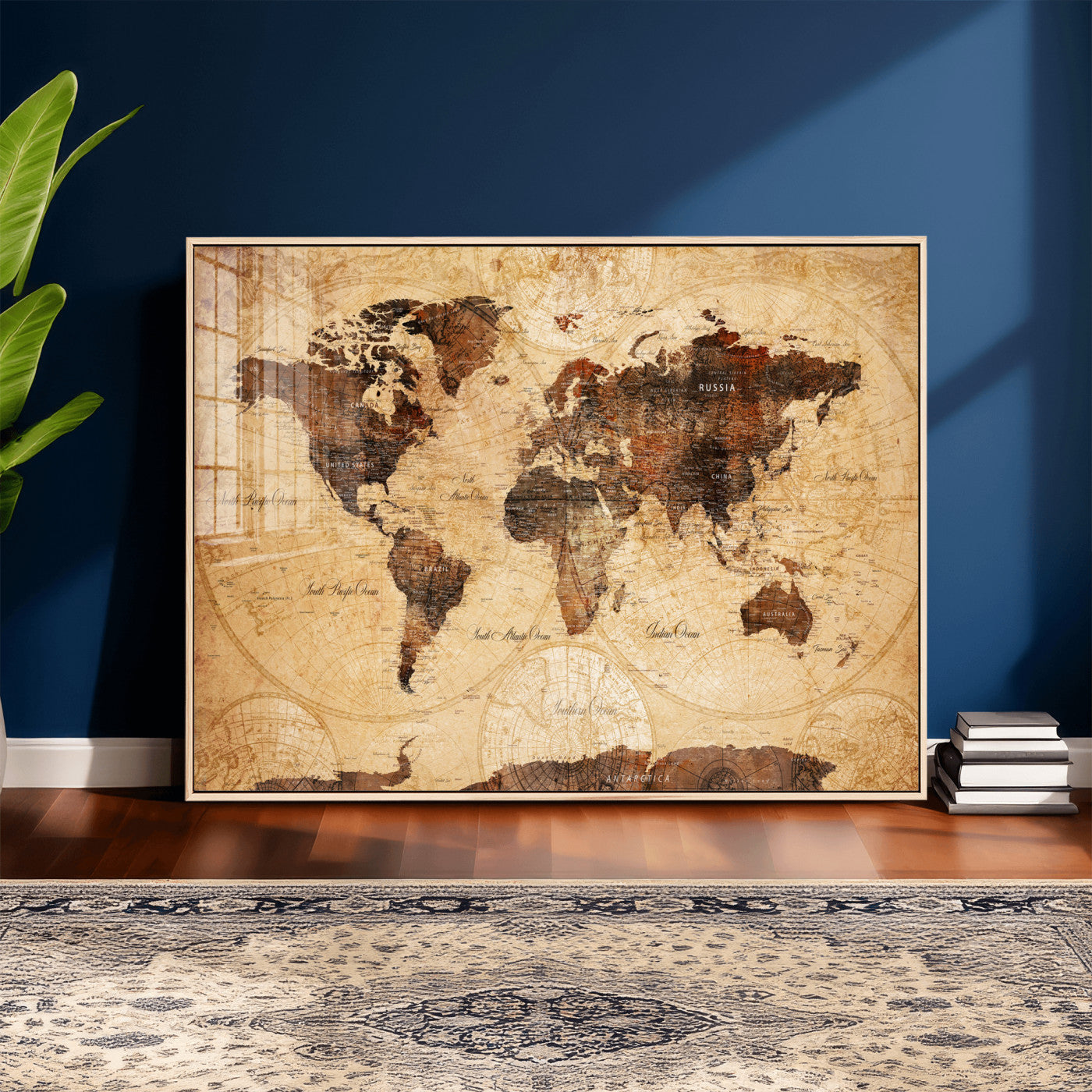 40760475-MGV-CV-36X24 - World Map Wall Art Canvas Print, Modern Decorative Framed Map Artwork Prints for Living Room, Office, Bedroom Wall Decor