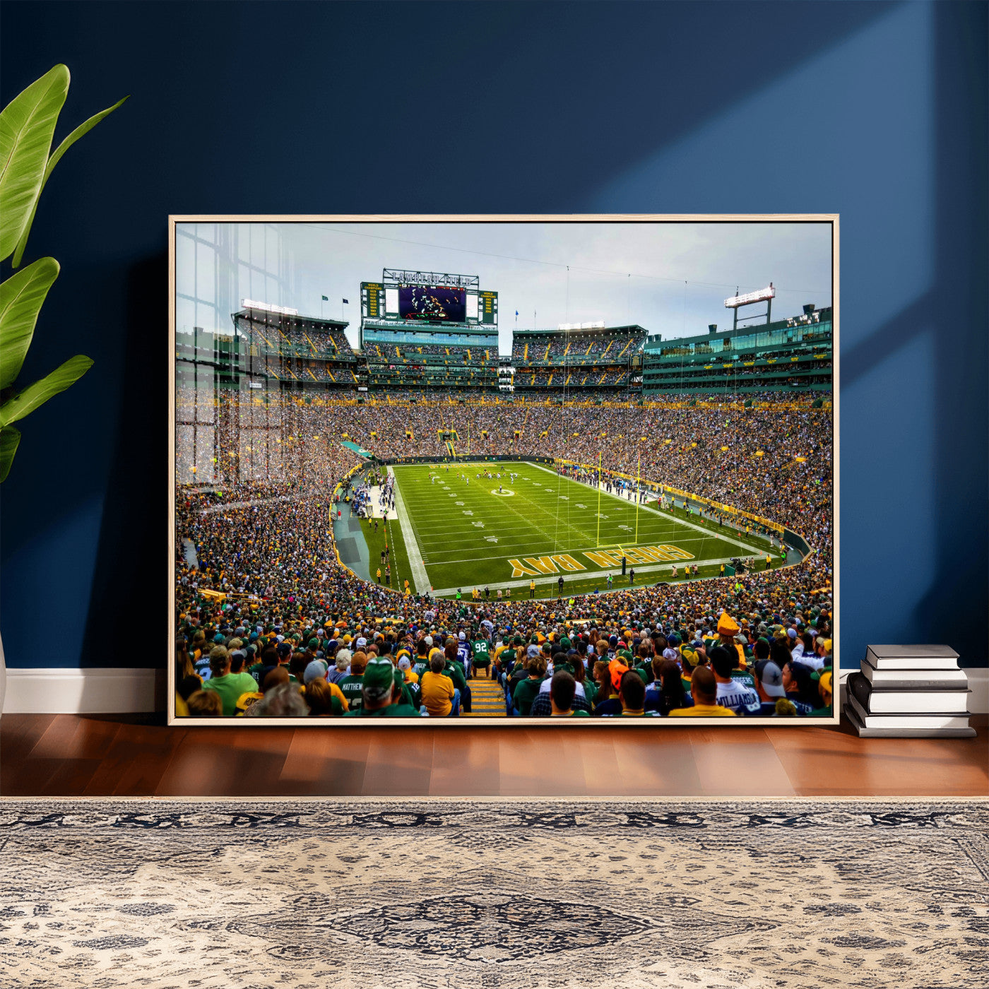 56521752-MGV-CV-36X24 - Green Bay Packers Stadium Wall Art Canvas Print, Lambeau Field Football Stadium Artwork, Framed Wall Art Ready to Hang