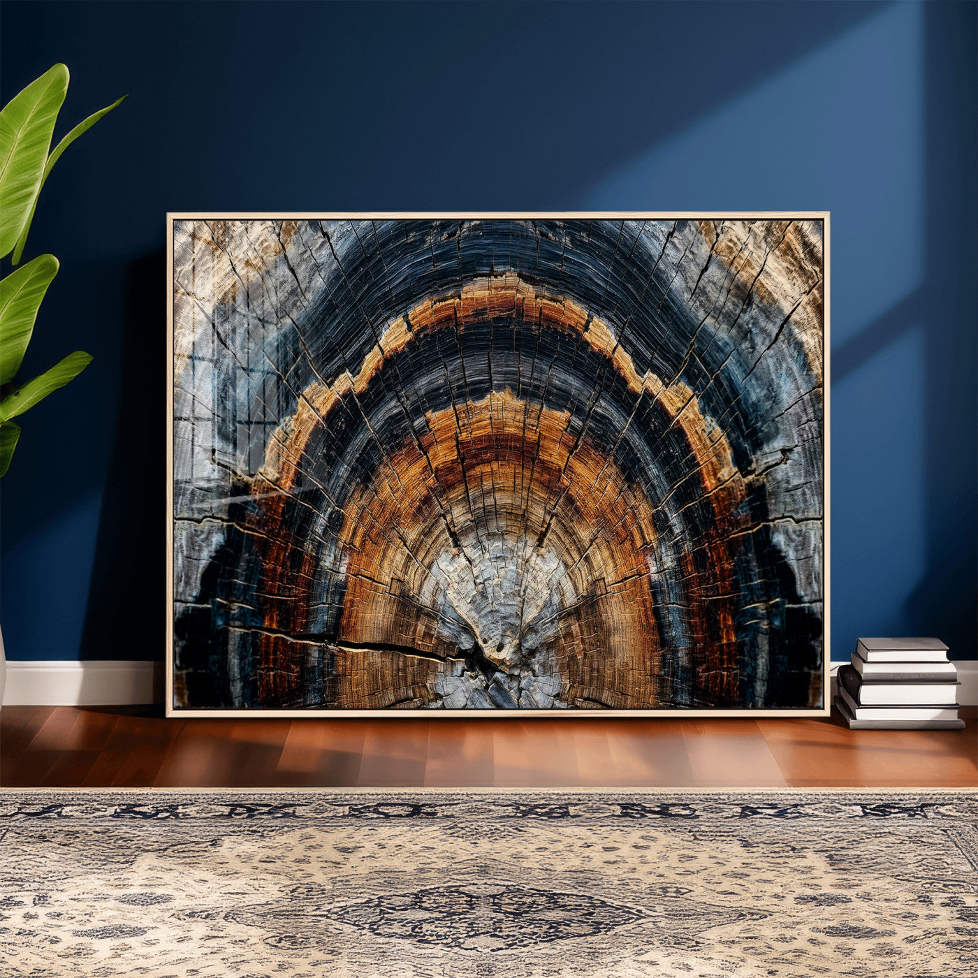 92693966A-MGV-CV-36X24 - Abstract Wood Grain Canvas Print, Tree Ring Pattern Wall Art, Framed Canvas Ready to Hang