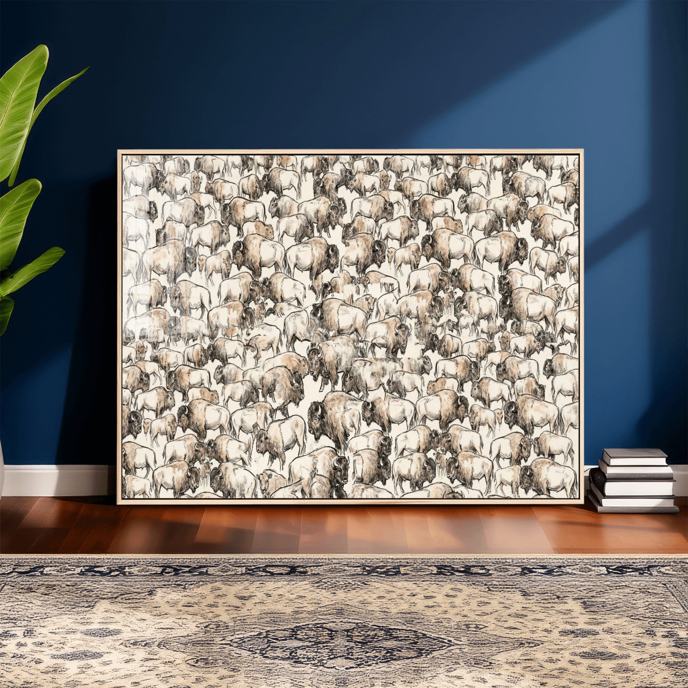 77502929-MGV-CV-36X24 - Farmhouse Animals Wall Art Canvas Print - Abstract Farm Animal Drawing Mid-Century Wall Art for Cabin Decor