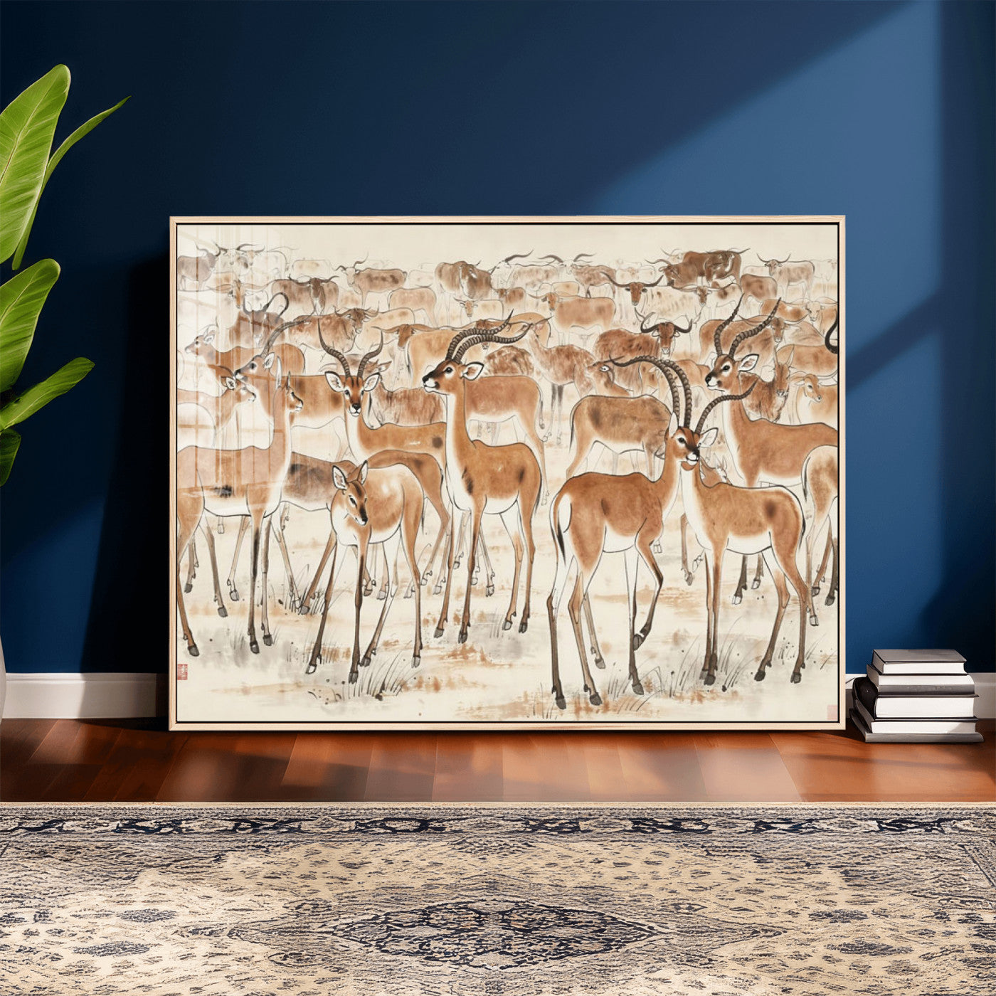 67375088-MGV-CV-36X24 - Farmhouse Animals Wall Art Canvas Print - Abstract Farm Animal Drawing Mid-Century Wall Art for Cabin Decor