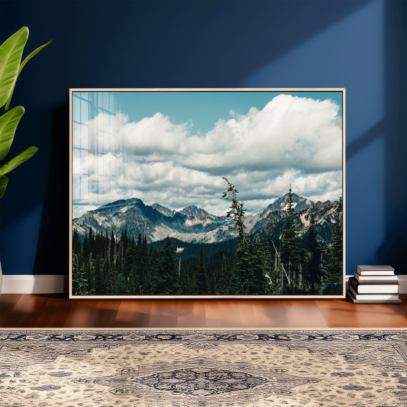 30416773-MGV-CV-36X24 - Mountain Forest Wall Art Canvas Print, Alpine Pine Tree Landscape Photography, Scenic Wilderness Mountain View, Nature Wall Decor