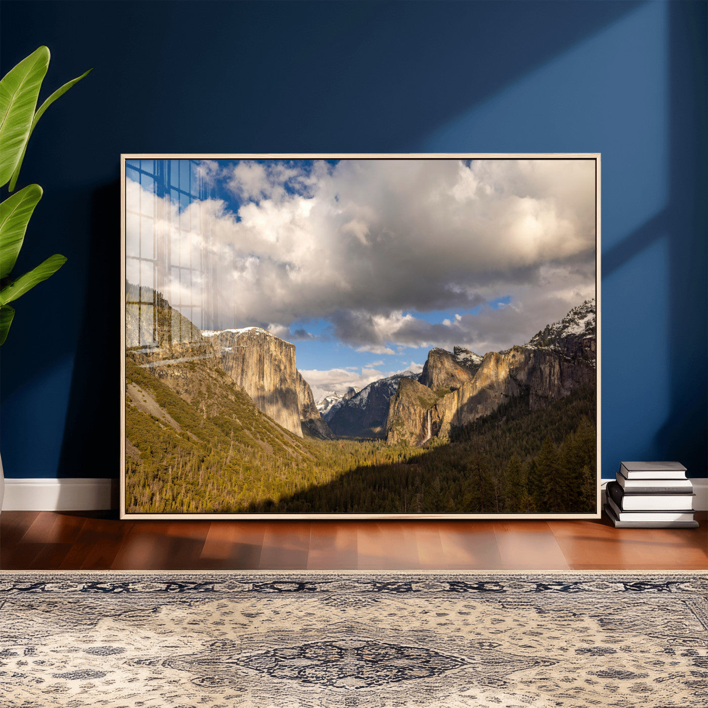 51451302-MGV-CV-36X24 - Yosemite Valley Mountain Landscape Wall Art Canvas Print, Granite Cliff Forest Valley Canvas Print, California National Park Scenic Art Printing