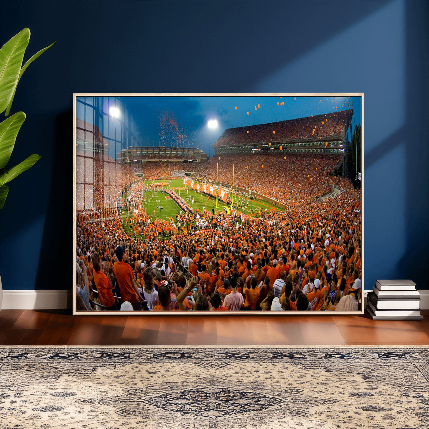 42850097-MGV-CV-36X24 - Clemson Tigers Memorial Stadium Wall Art Canvas Print, Death Valley Football Stadium Artwork, Packed Game Night Crowd Scene