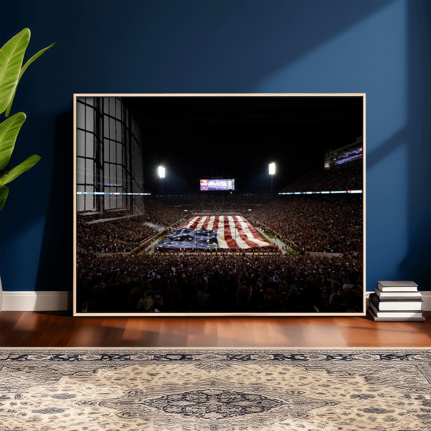 98418189-MGV-CV-36X24 - Oklahoma Memorial Stadium Wall Art Canvas Print – Oklahoma Sooners Football Artwork for Home, Office, and Sports Room Decor