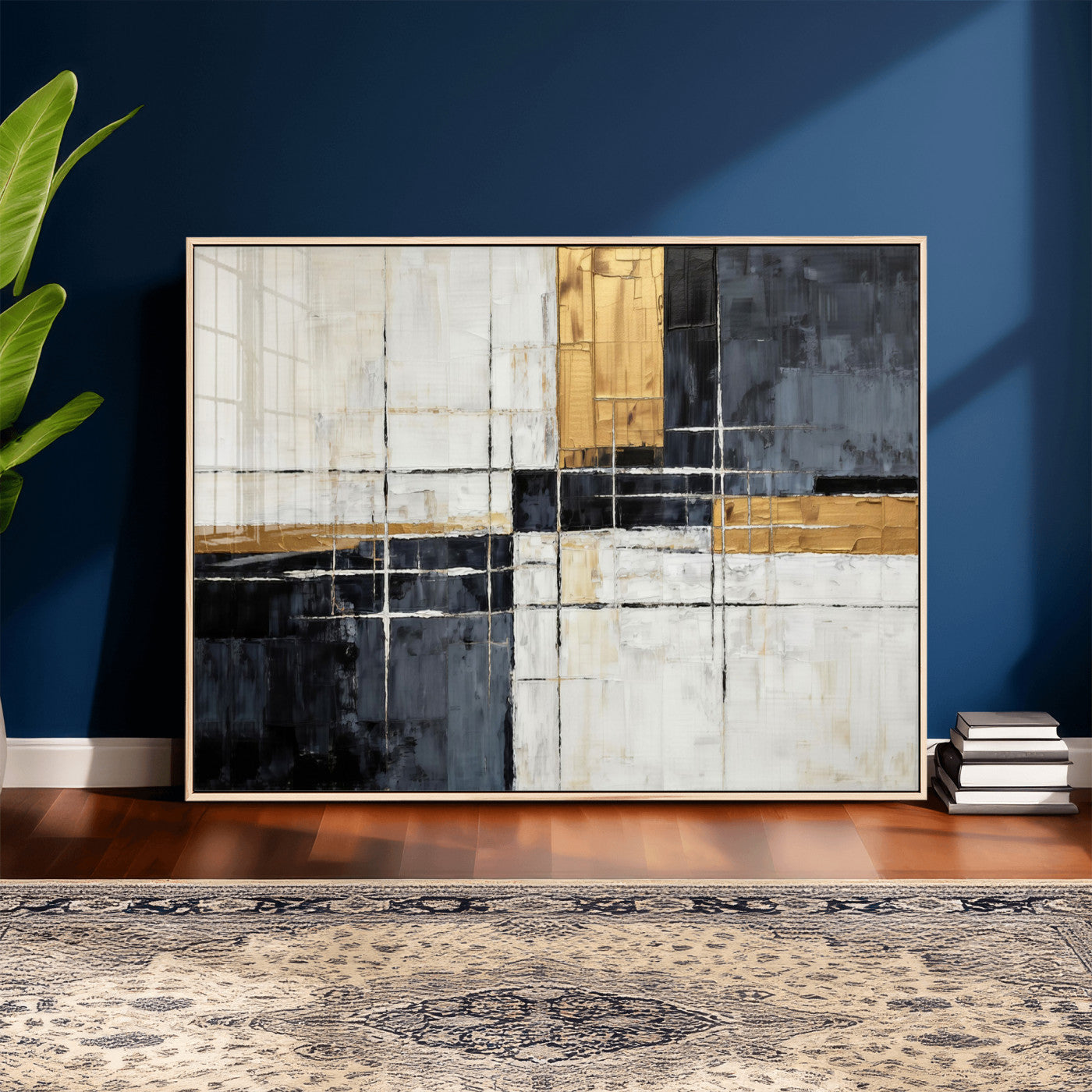 78975677-MGV-CV-36X24 - Gold Abstract Wall Art Canvas Print, Modern Luxury Geometric Painting Wall Decor for Living Room and Office