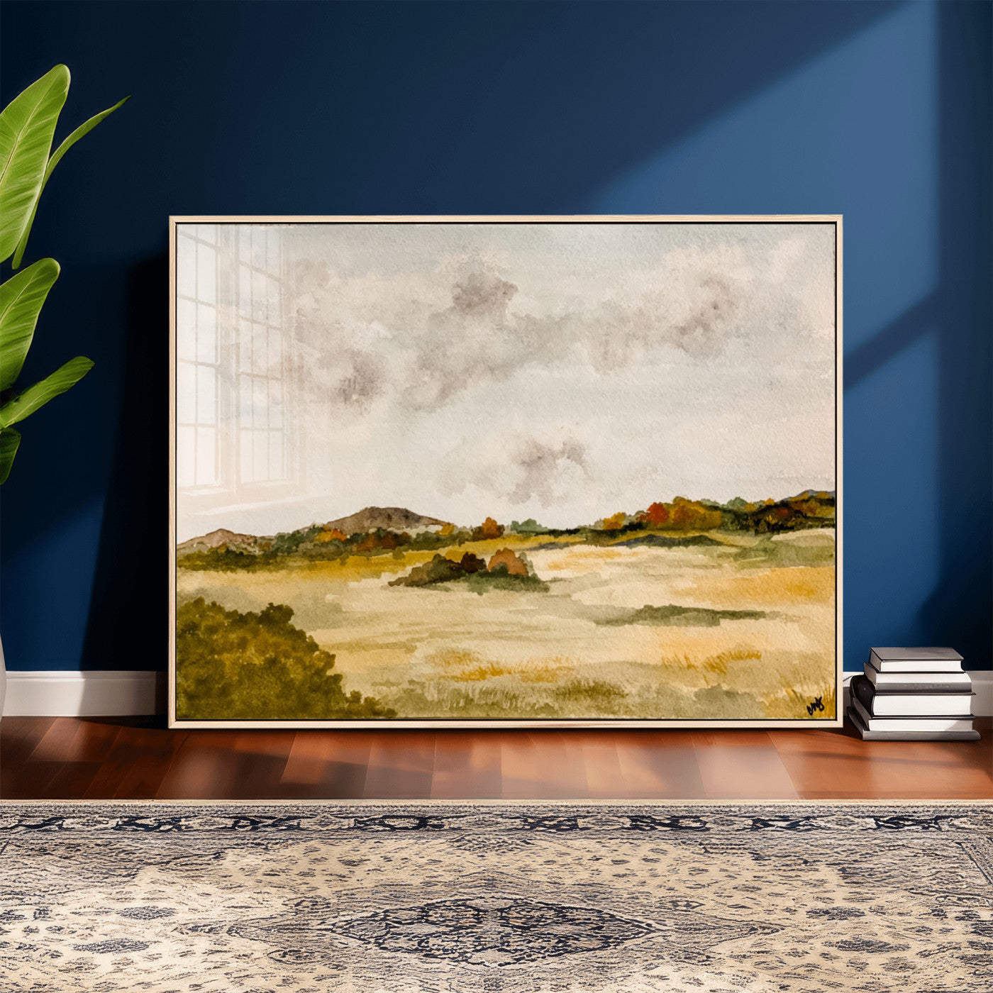 94151004-MGV-CV-36X24 - Watercolor Abstract Countryside Wall Art Canvas Print, Neutral Pastoral Landscape Painting Wall Decor for Modern Farmhouse Interiors
